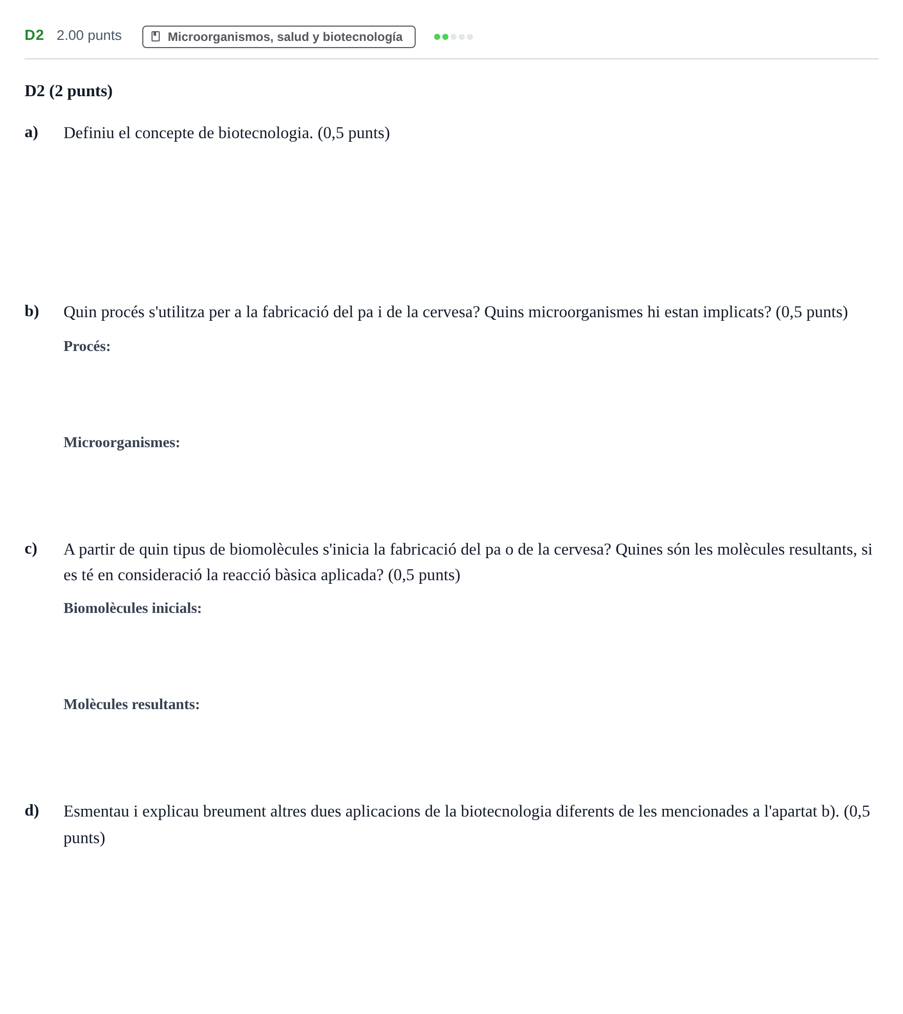 Enunciado: Ejercicio D2 · Ciencias Generales PAU Baleares Ordinaria 2026