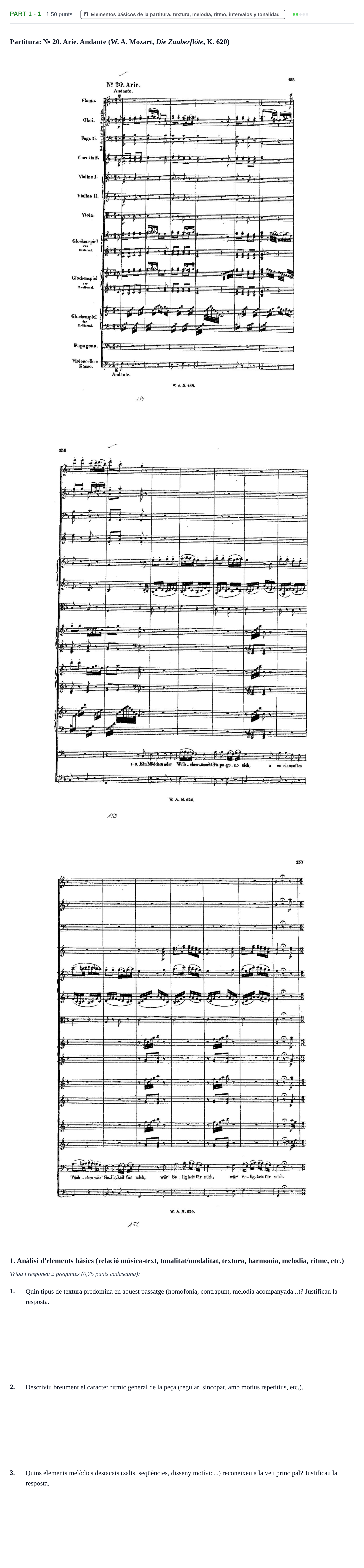 Enunciado: Part 1 - 1 · Análisis Musical II PAU Baleares Ordinaria 2026