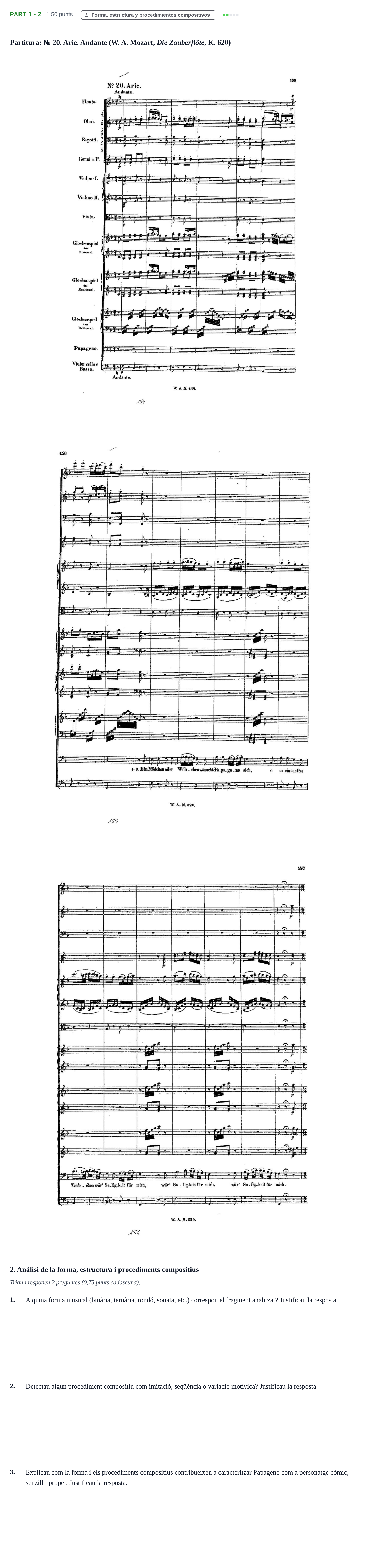 Enunciado: Part 1 - 2 · Análisis Musical II PAU Baleares Ordinaria 2026