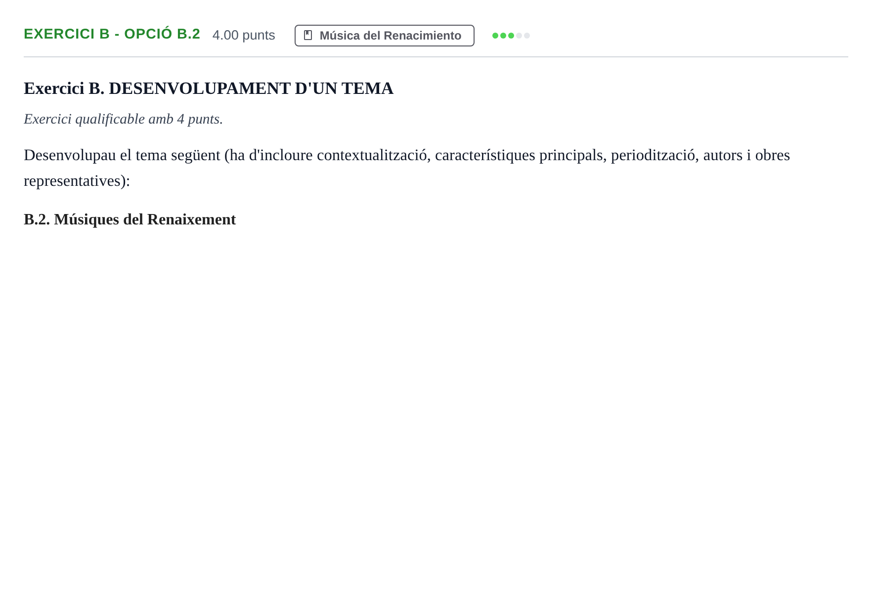 Enunciado: Exercici B - Opció B.2 · Historia de la Música y de la Danza PAU Baleares Ordinaria 2026