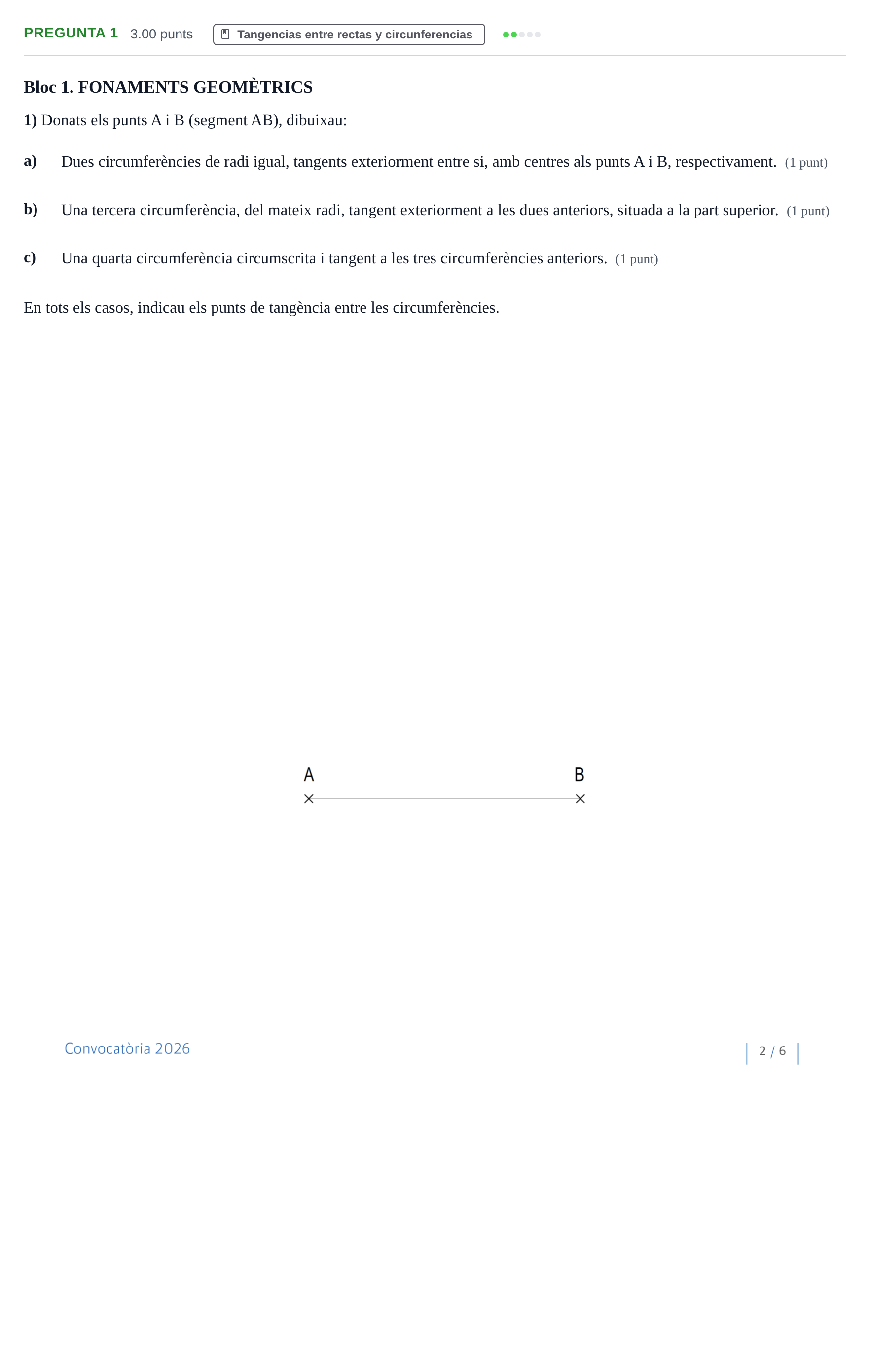 Enunciado: Pregunta 1 · Dibujo técnico II PAU Baleares Extraordinaria 2026