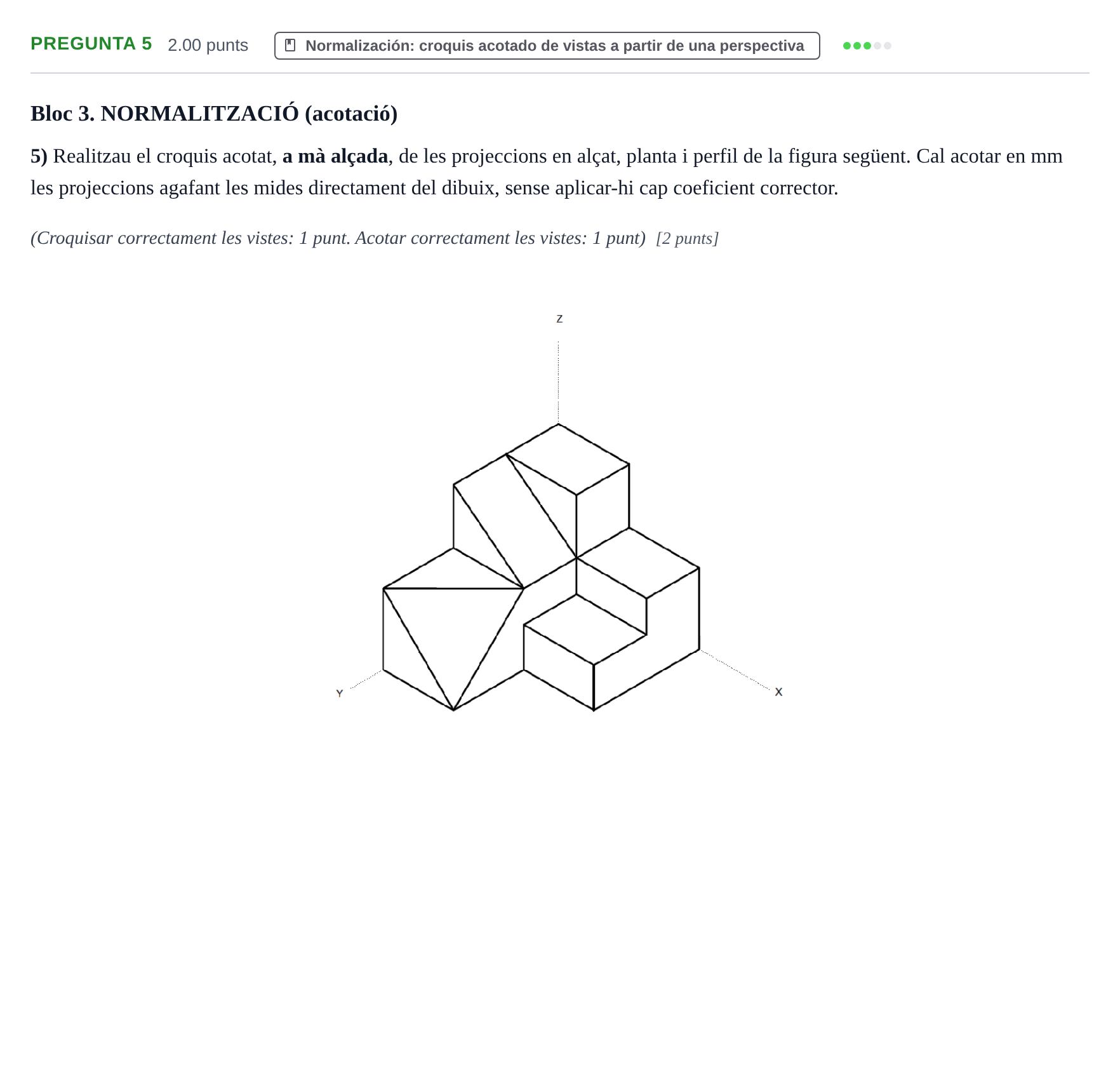 Enunciado: Pregunta 5 · Dibujo técnico II PAU Baleares Extraordinaria 2026