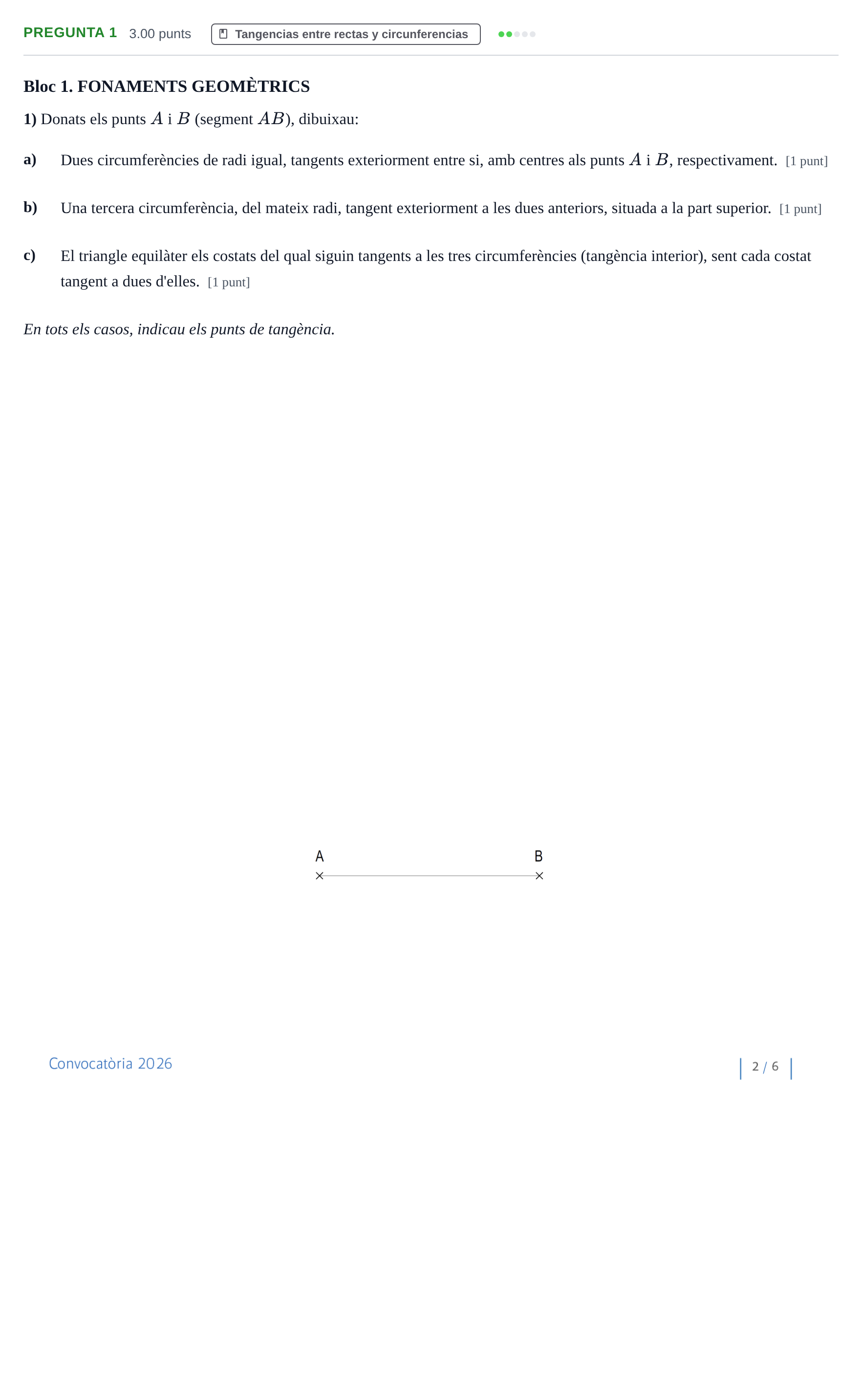 Enunciado: Pregunta 1 · Dibujo técnico II PAU Baleares Ordinaria 2026