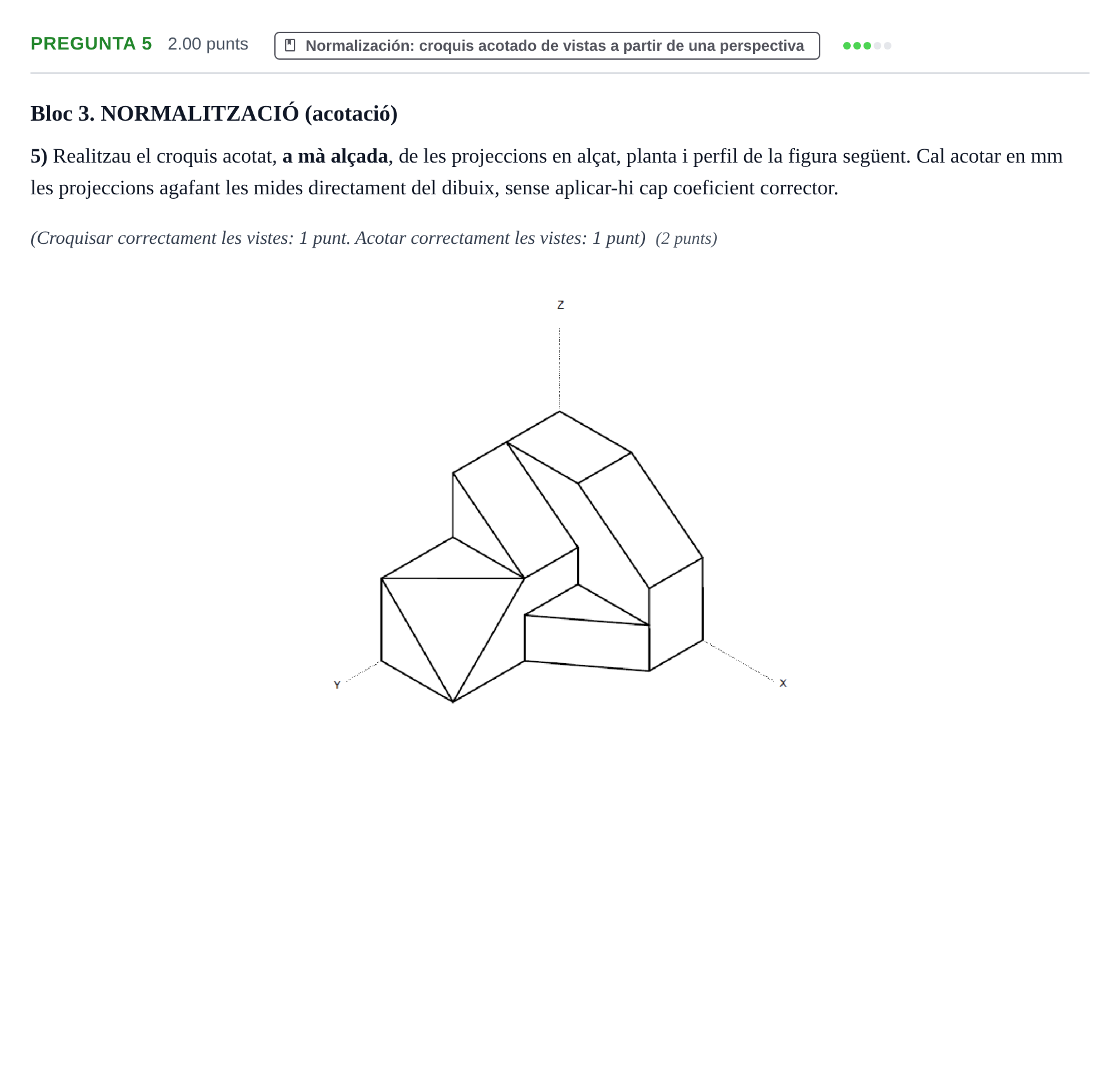 Enunciado: Pregunta 5 · Dibujo técnico II PAU Baleares Ordinaria 2026