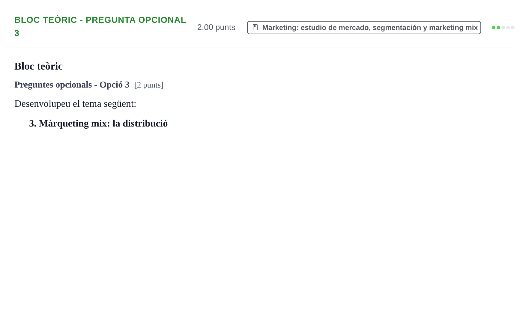 Enunciado: Ejercicio Bloc teòric - Pregunta opcional 3 · Empresa y Diseño de Modelos de Negocio PAU Baleares Ordinaria 2026