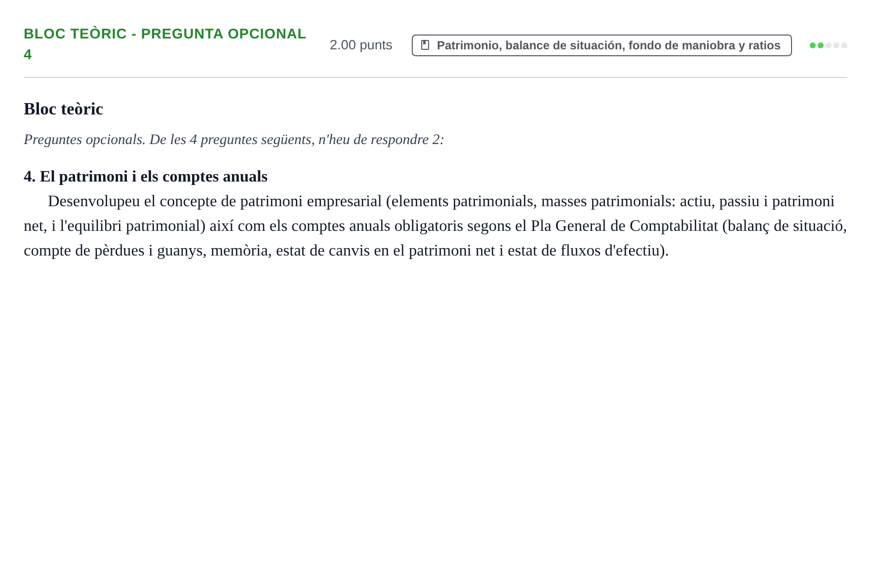 Enunciado: Ejercicio Bloc teòric - Pregunta opcional 4 · Empresa y Diseño de Modelos de Negocio PAU Baleares Ordinaria 2026