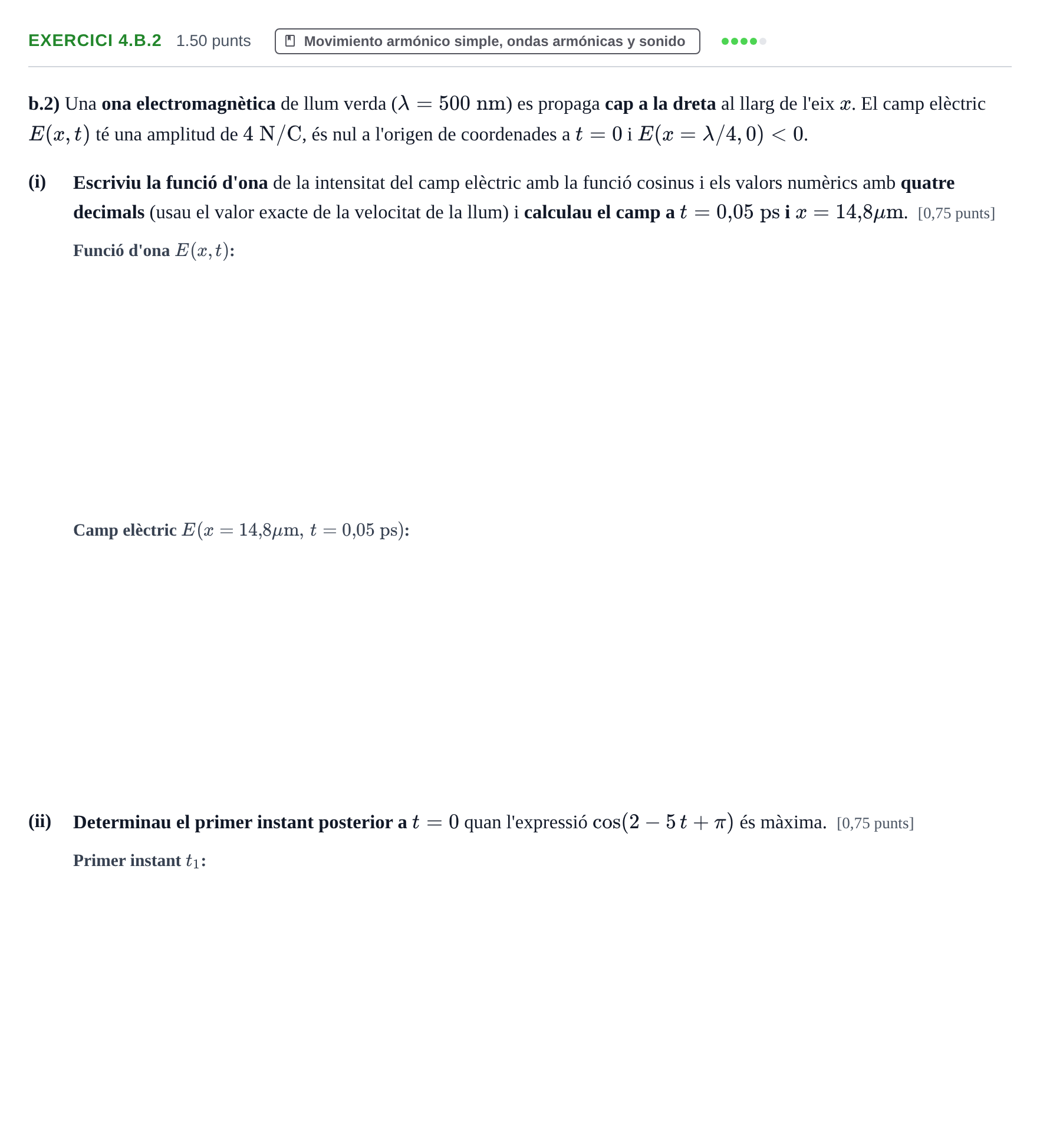 Enunciado: Ejercicio 4.b.2 · Física PAU Baleares Extraordinaria 2026