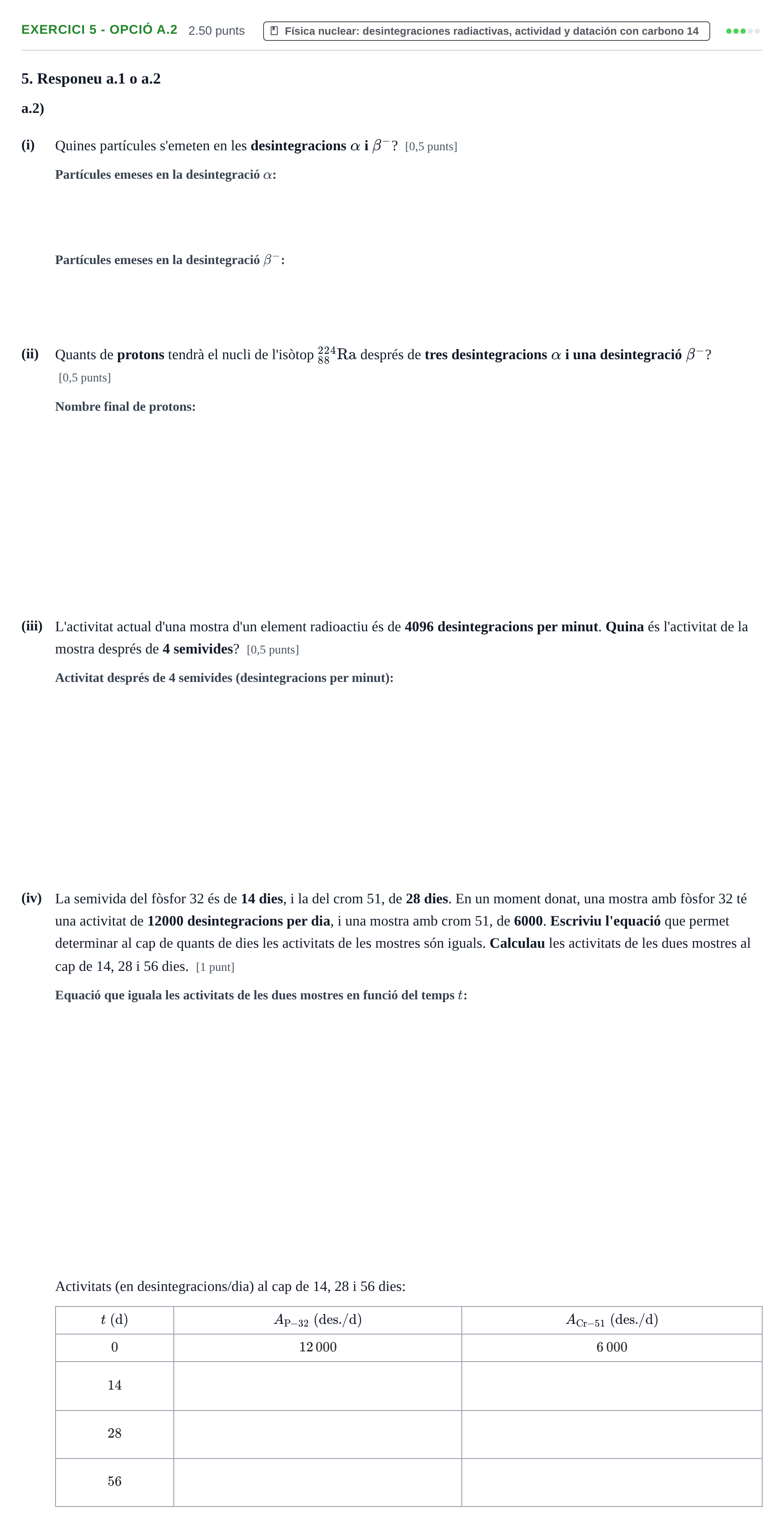 Enunciado: Ejercicio 5 - Opció a.2 · Física PAU Baleares Extraordinaria 2026