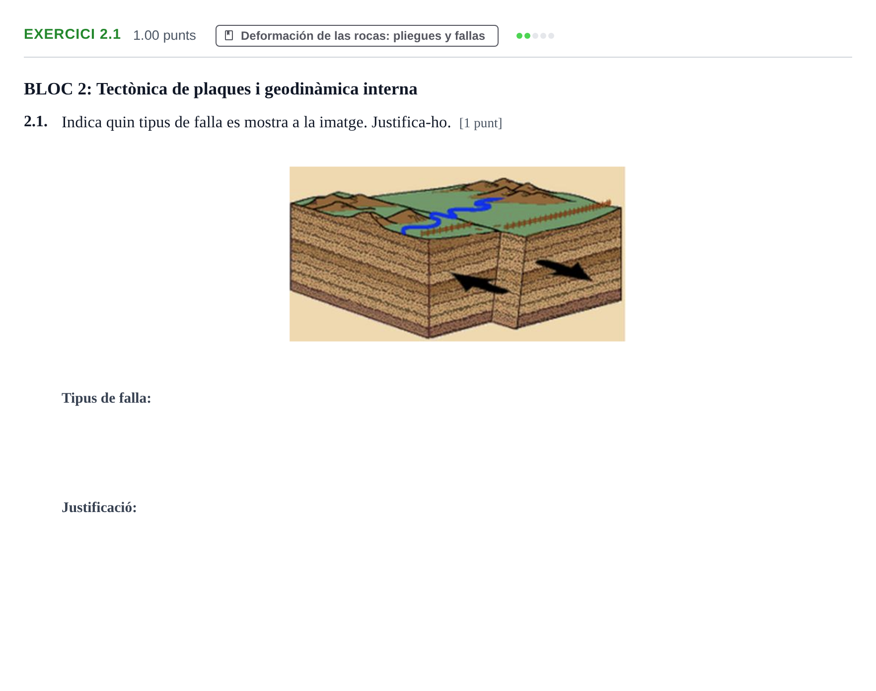 Enunciado: Ejercicio 2.1 · Geología y Ciencias Ambientales PAU Baleares Extraordinaria 2026