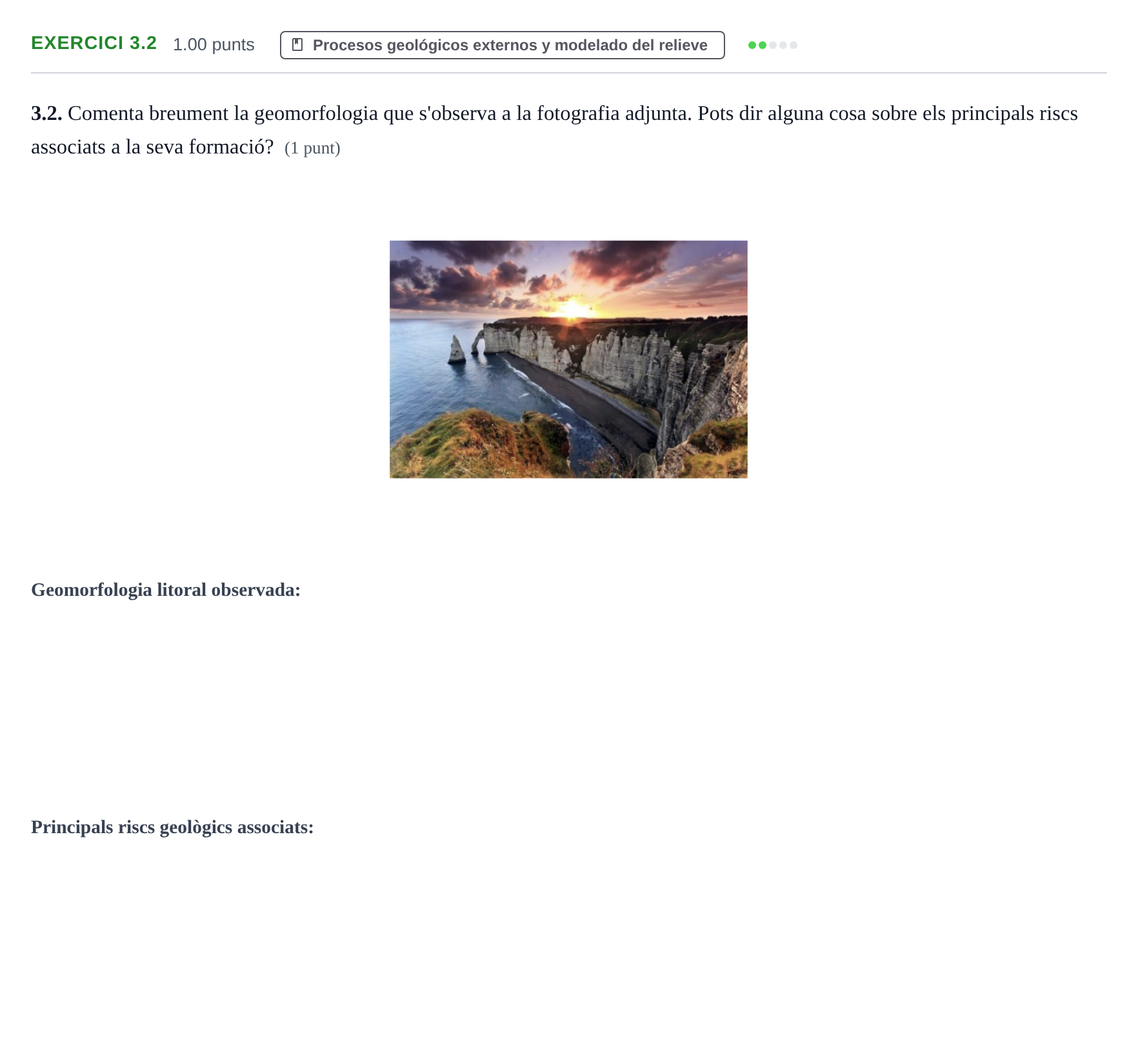 Enunciado: Ejercicio 3.2 · Geología y Ciencias Ambientales PAU Baleares Extraordinaria 2026