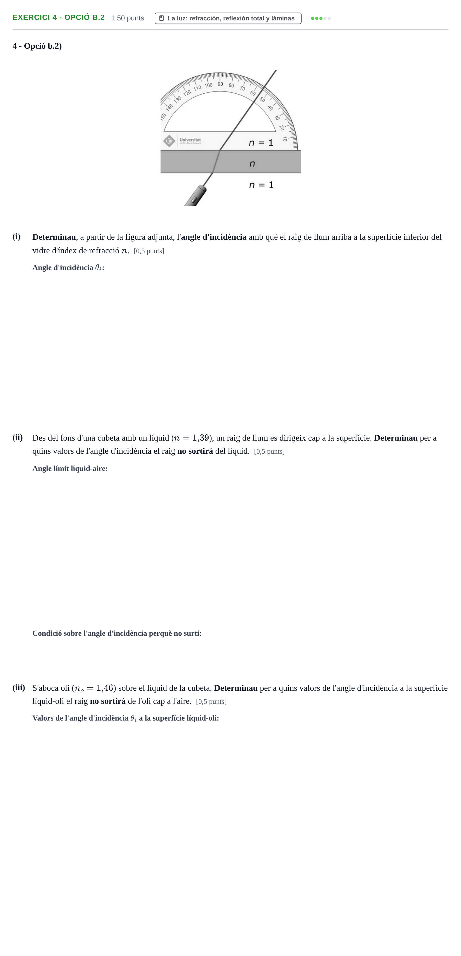 Enunciado: Ejercicio 4 - Opció b.2 · Física PAU Baleares Ordinaria 2026