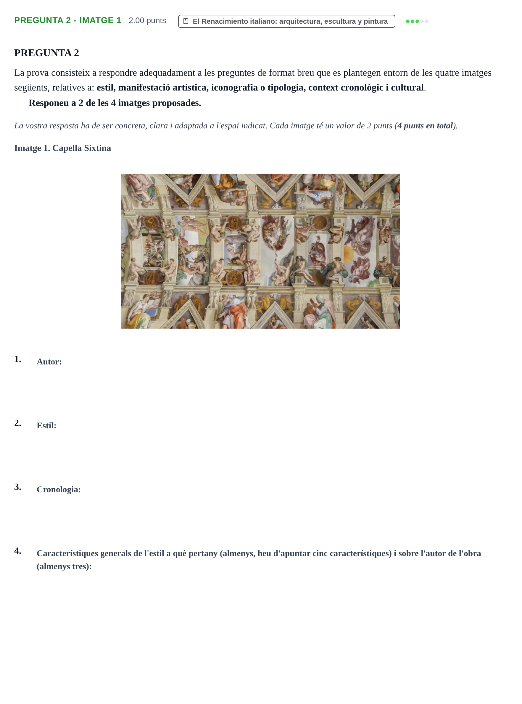 Enunciado: Pregunta 2 - Imatge 1 · Historia del Arte PAU Baleares Extraordinaria 2026