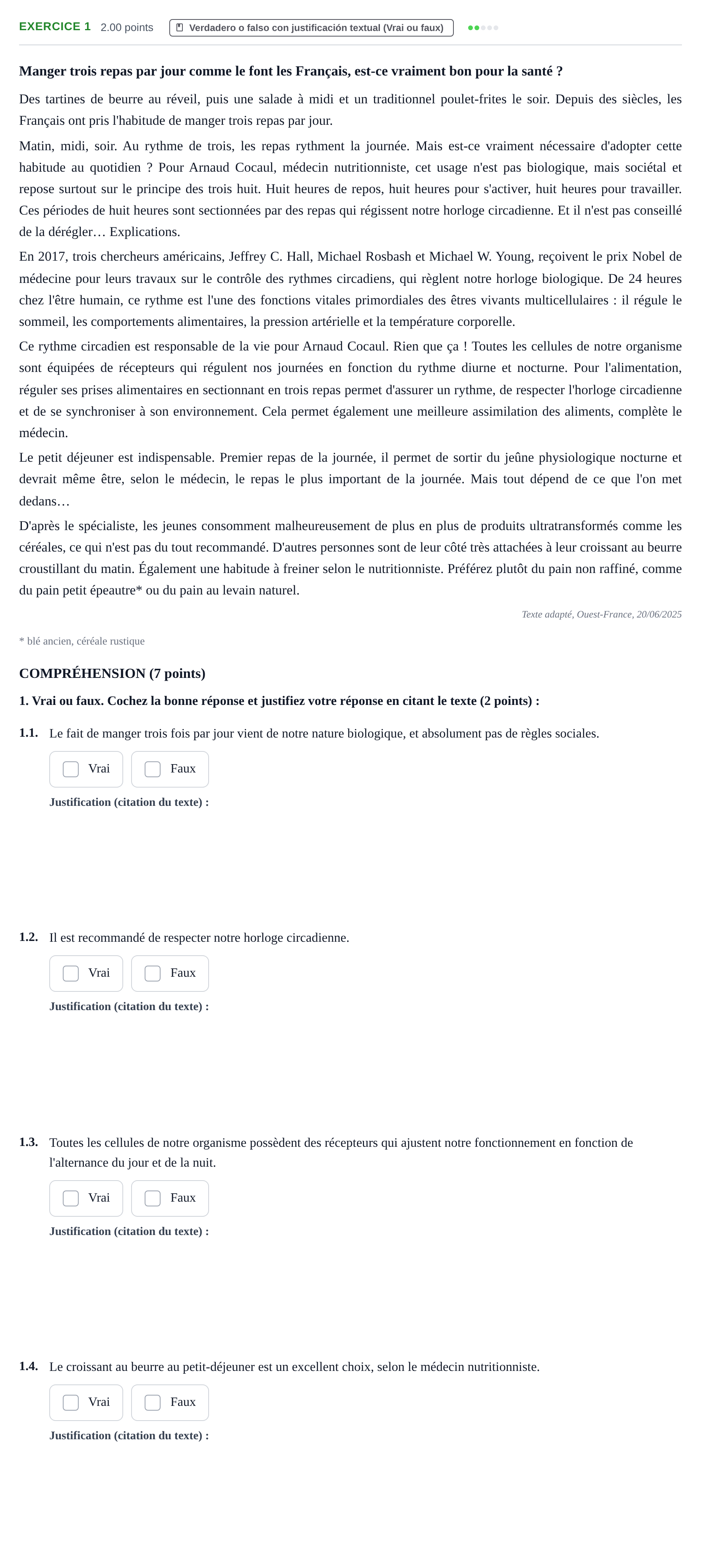 Enunciado: Problema 1 · Francés PAU Baleares Ordinaria 2026