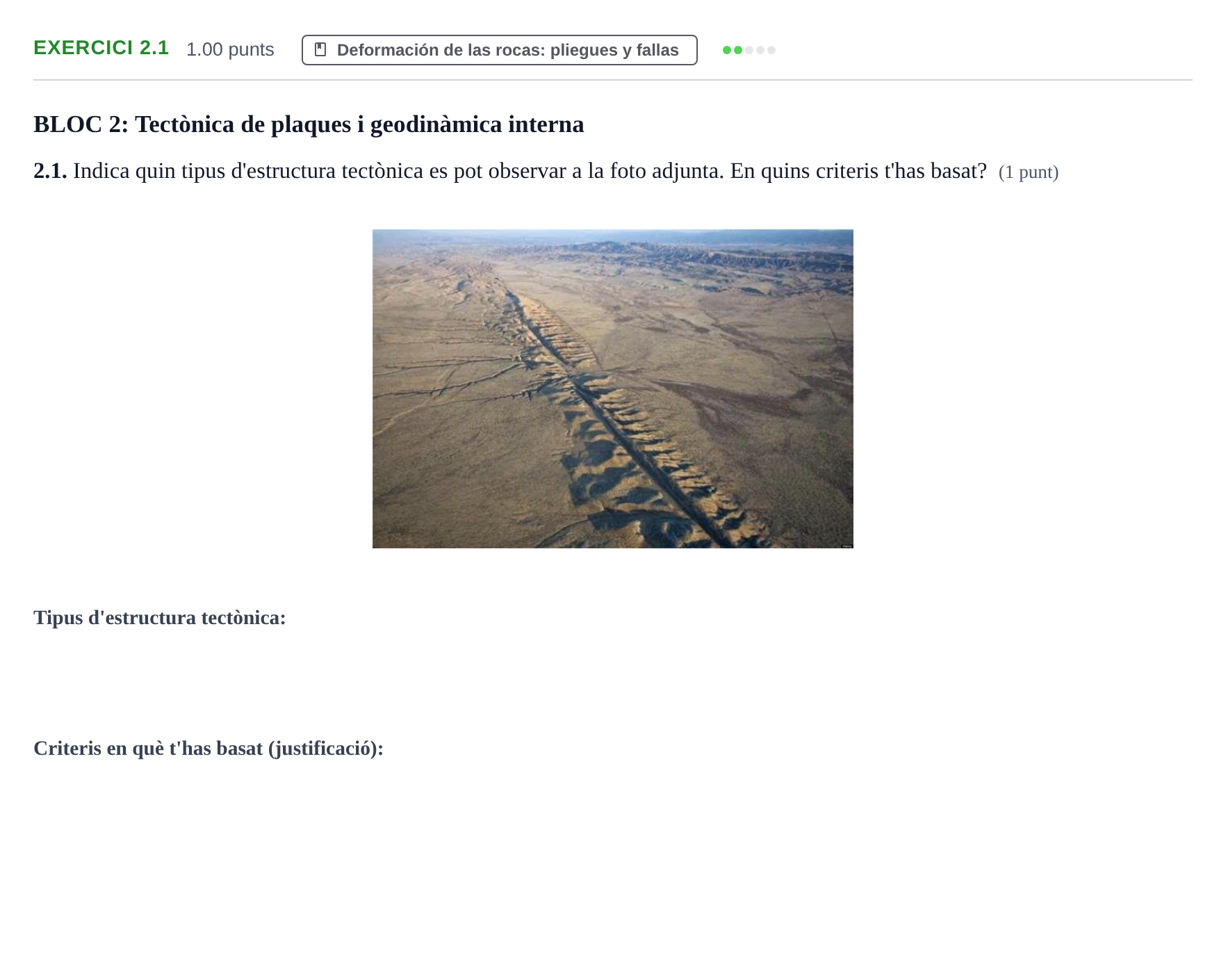 Enunciado: Ejercicio 2.1 · Geología y Ciencias Ambientales PAU Baleares Ordinaria 2026