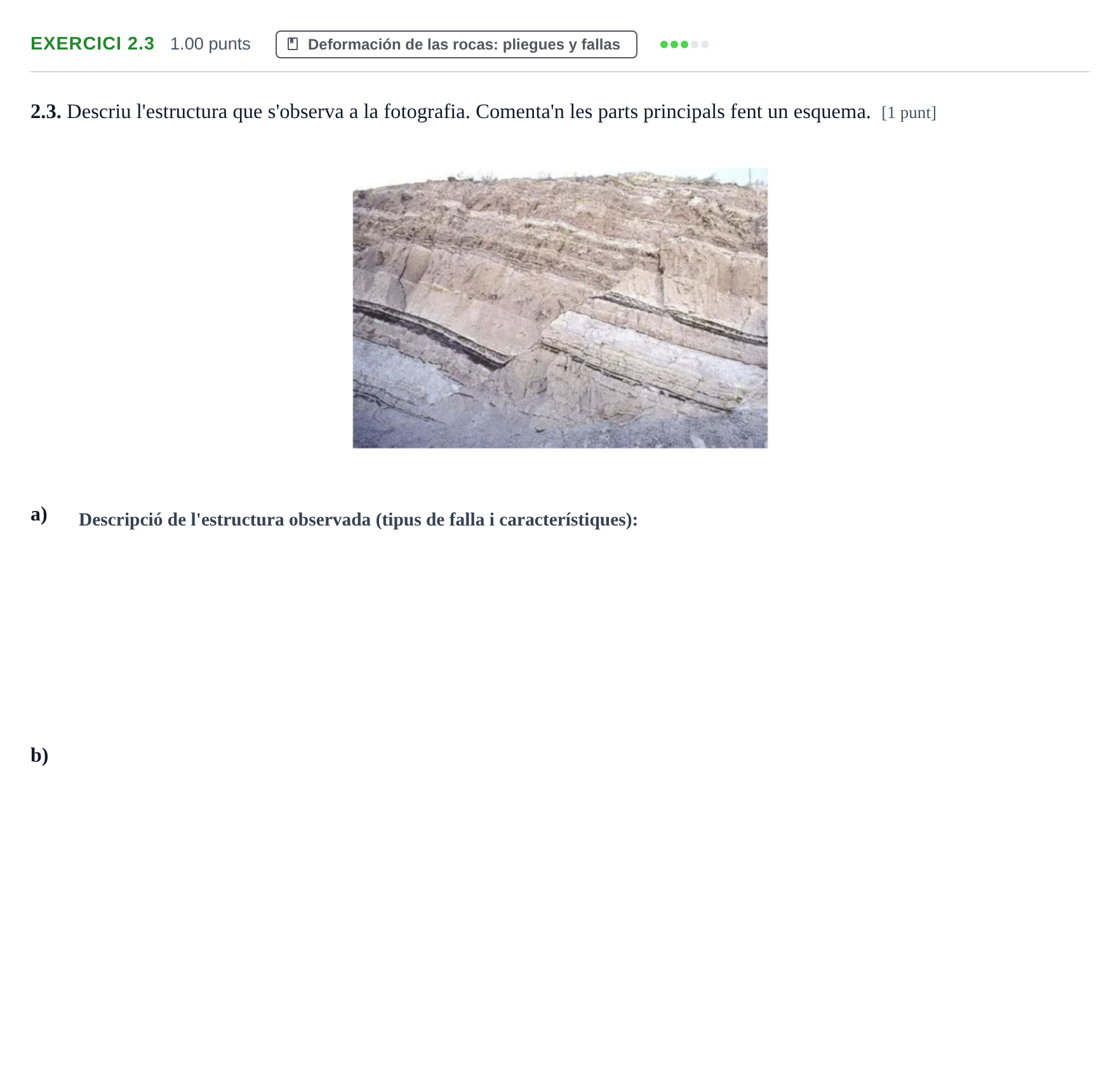 Enunciado: Ejercicio 2.3 · Geología y Ciencias Ambientales PAU Baleares Ordinaria 2026