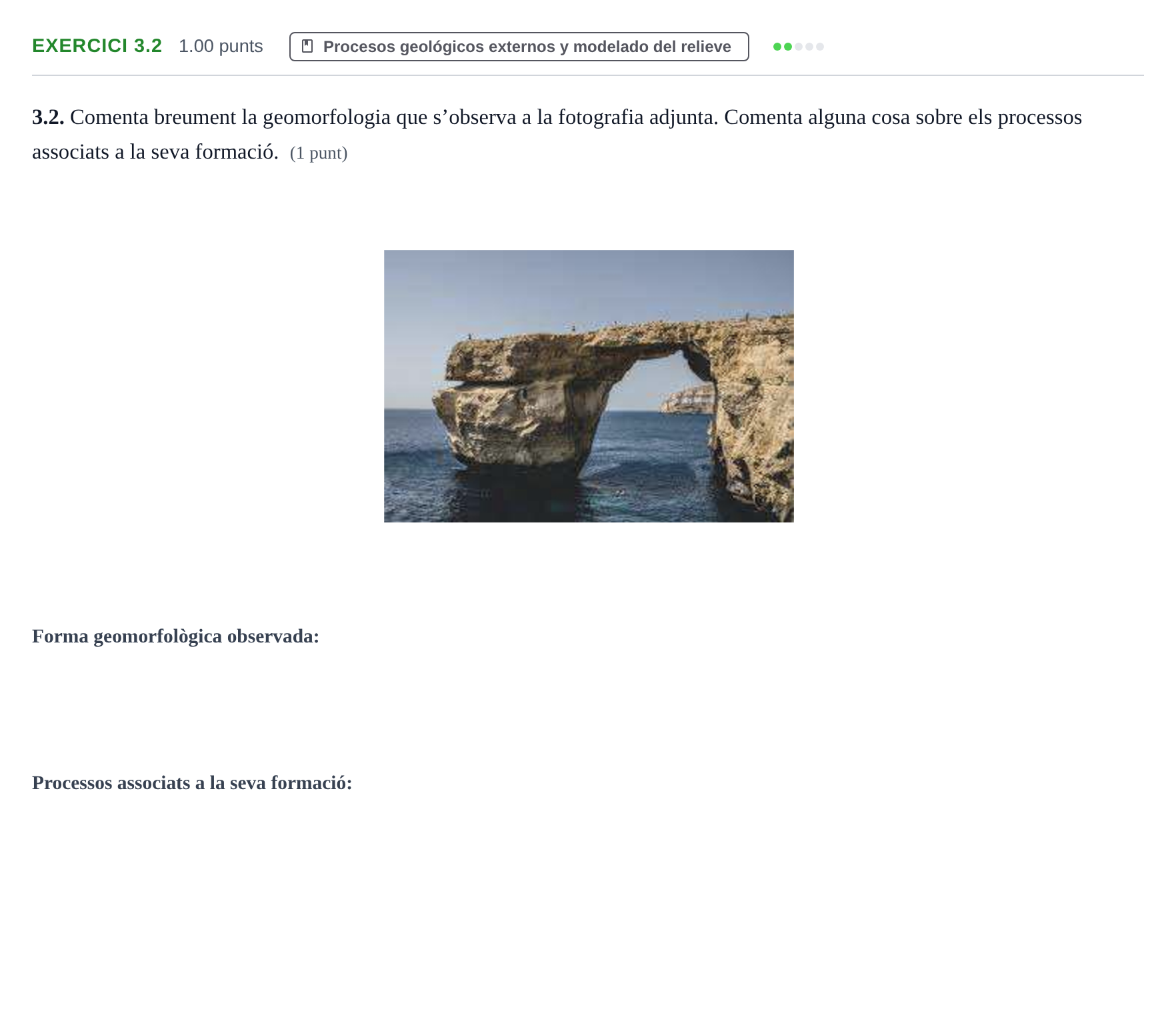 Enunciado: Ejercicio 3.2 · Geología y Ciencias Ambientales PAU Baleares Ordinaria 2026