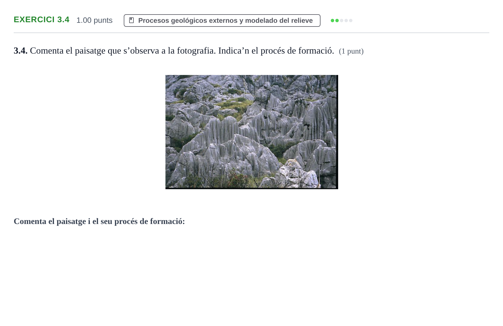 Enunciado: Ejercicio 3.4 · Geología y Ciencias Ambientales PAU Baleares Ordinaria 2026