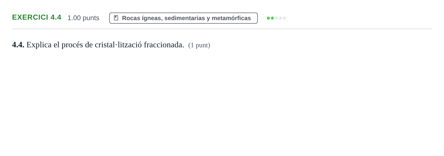 Enunciado: Ejercicio 4.4 · Geología y Ciencias Ambientales PAU Baleares Ordinaria 2026