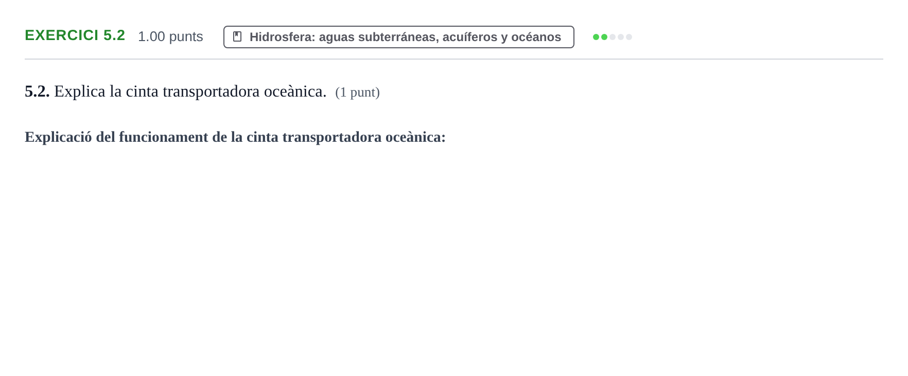 Enunciado: Ejercicio 5.2 · Geología y Ciencias Ambientales PAU Baleares Ordinaria 2026