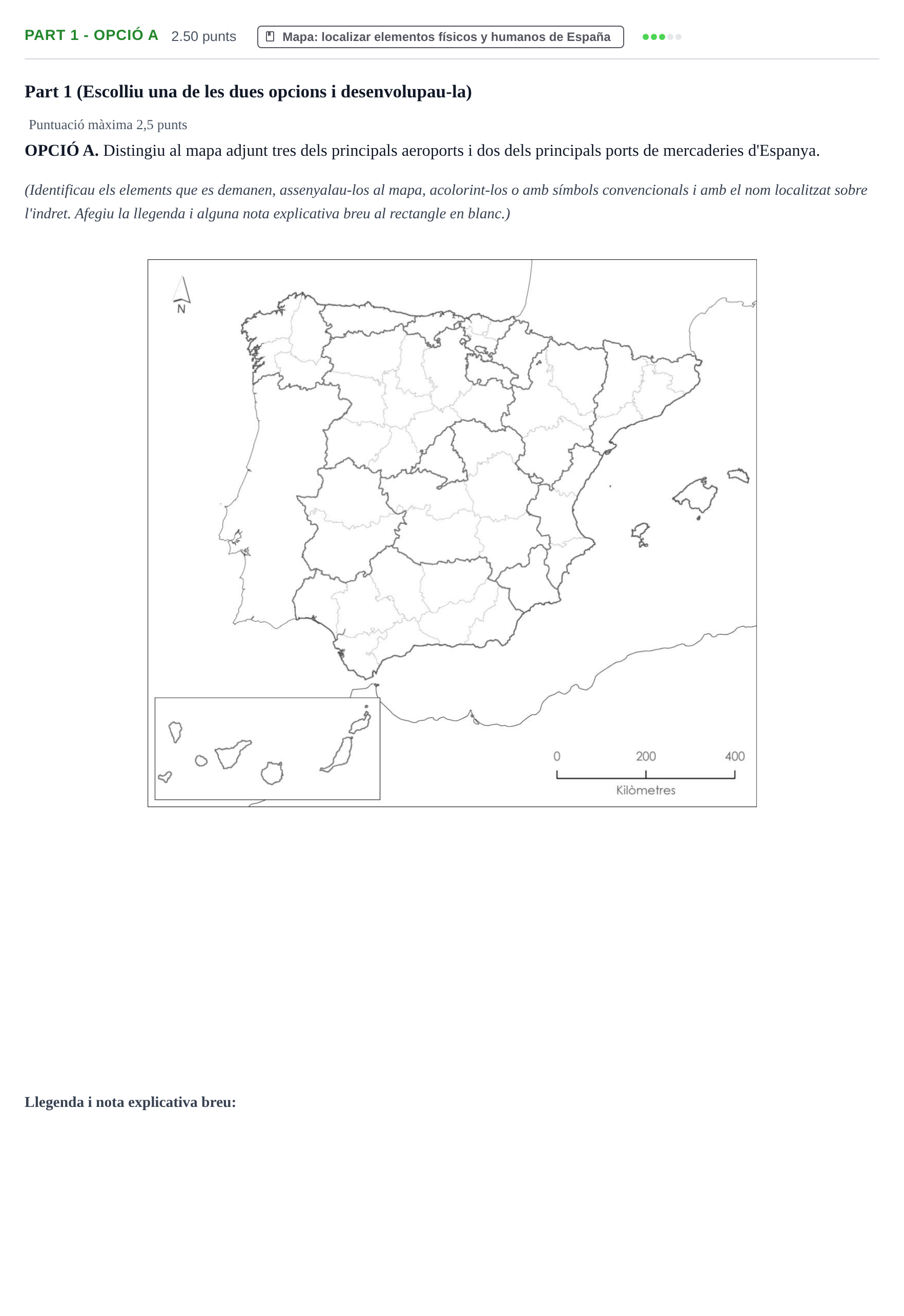 Enunciado: Part 1 - Opció A · Geografía PAU Baleares Extraordinaria 2026