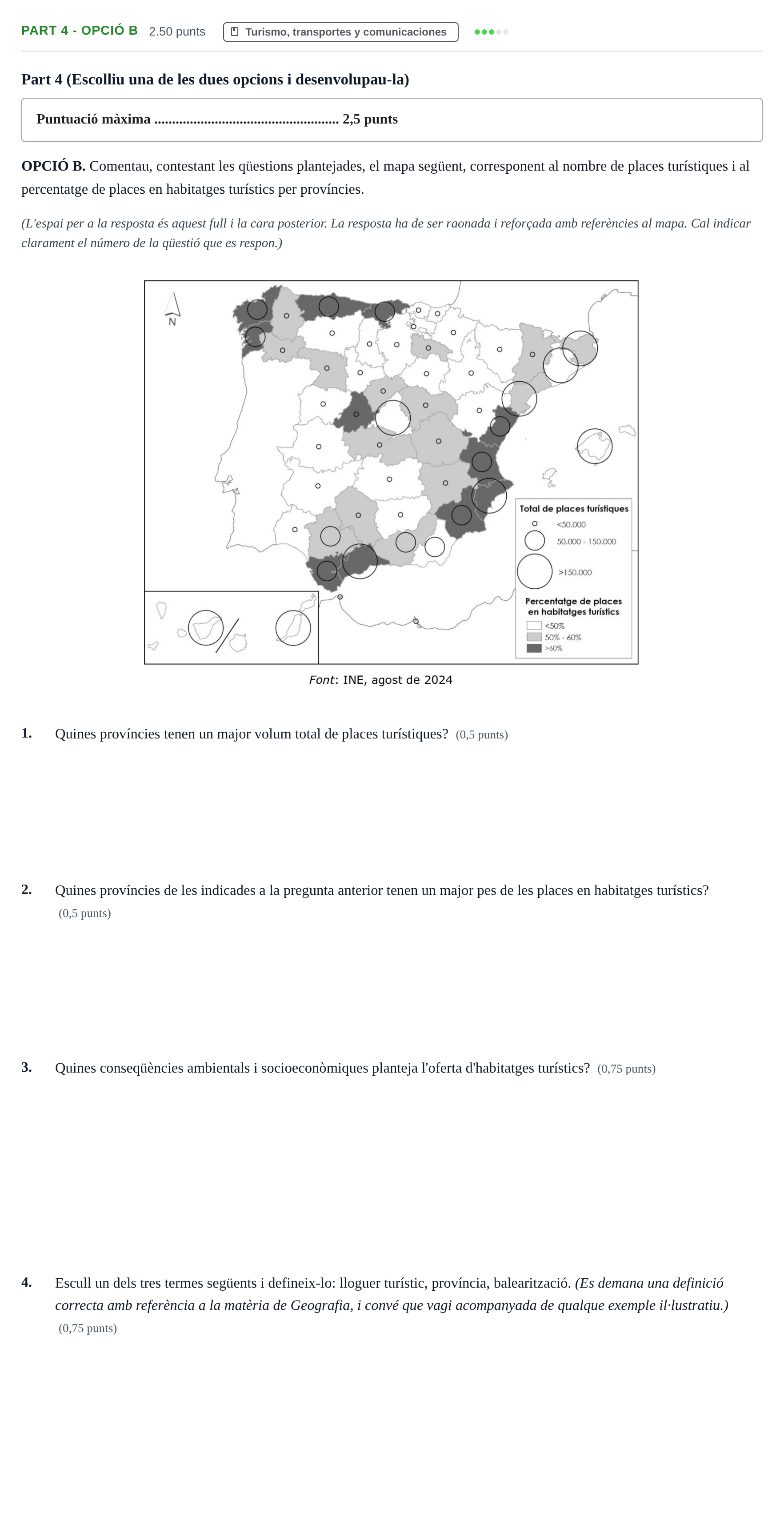 Enunciado: Part 4 - Opció B · Geografía PAU Baleares Extraordinaria 2026