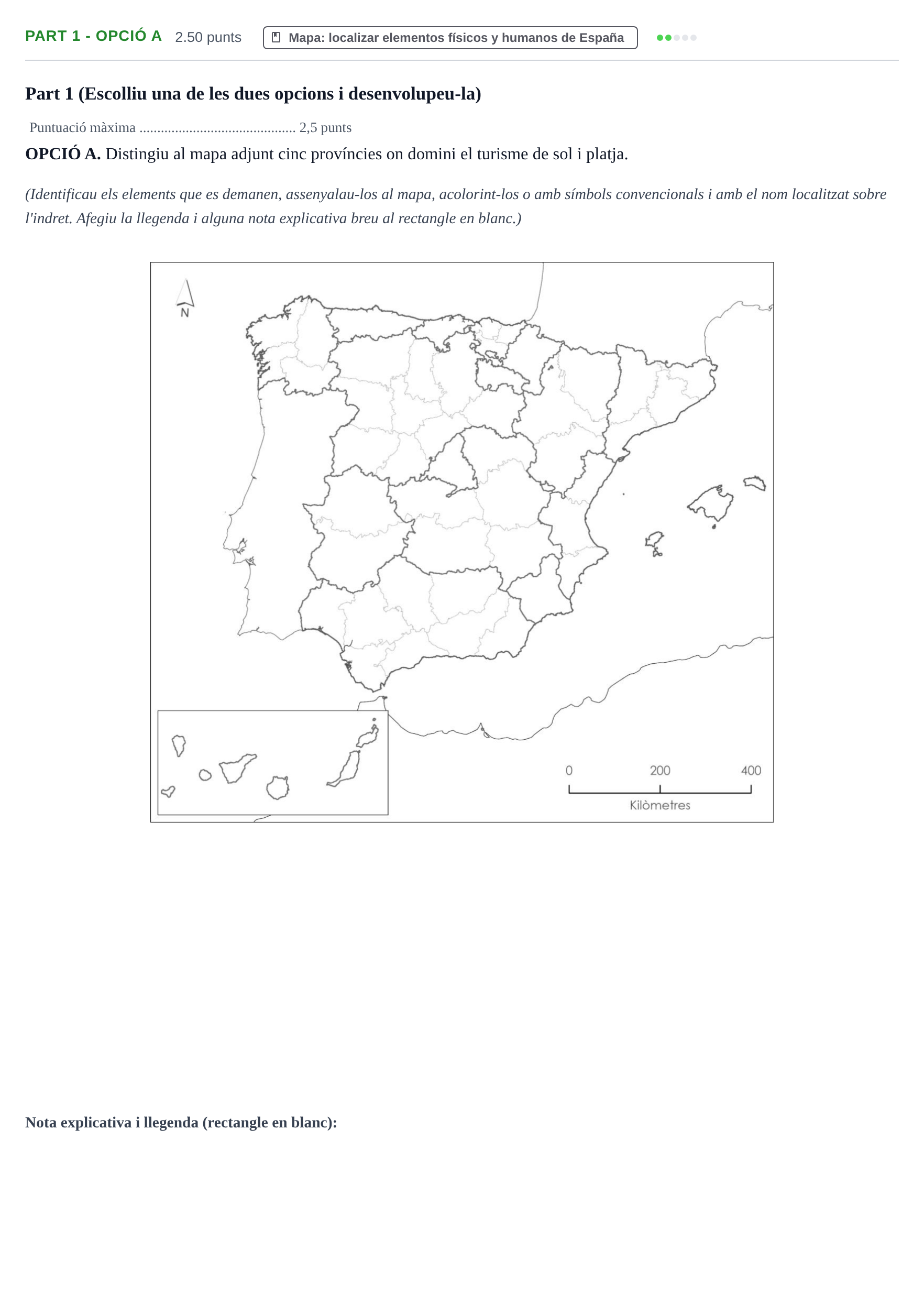 Enunciado: Part 1 - Opció A · Geografía PAU Baleares Ordinaria 2026