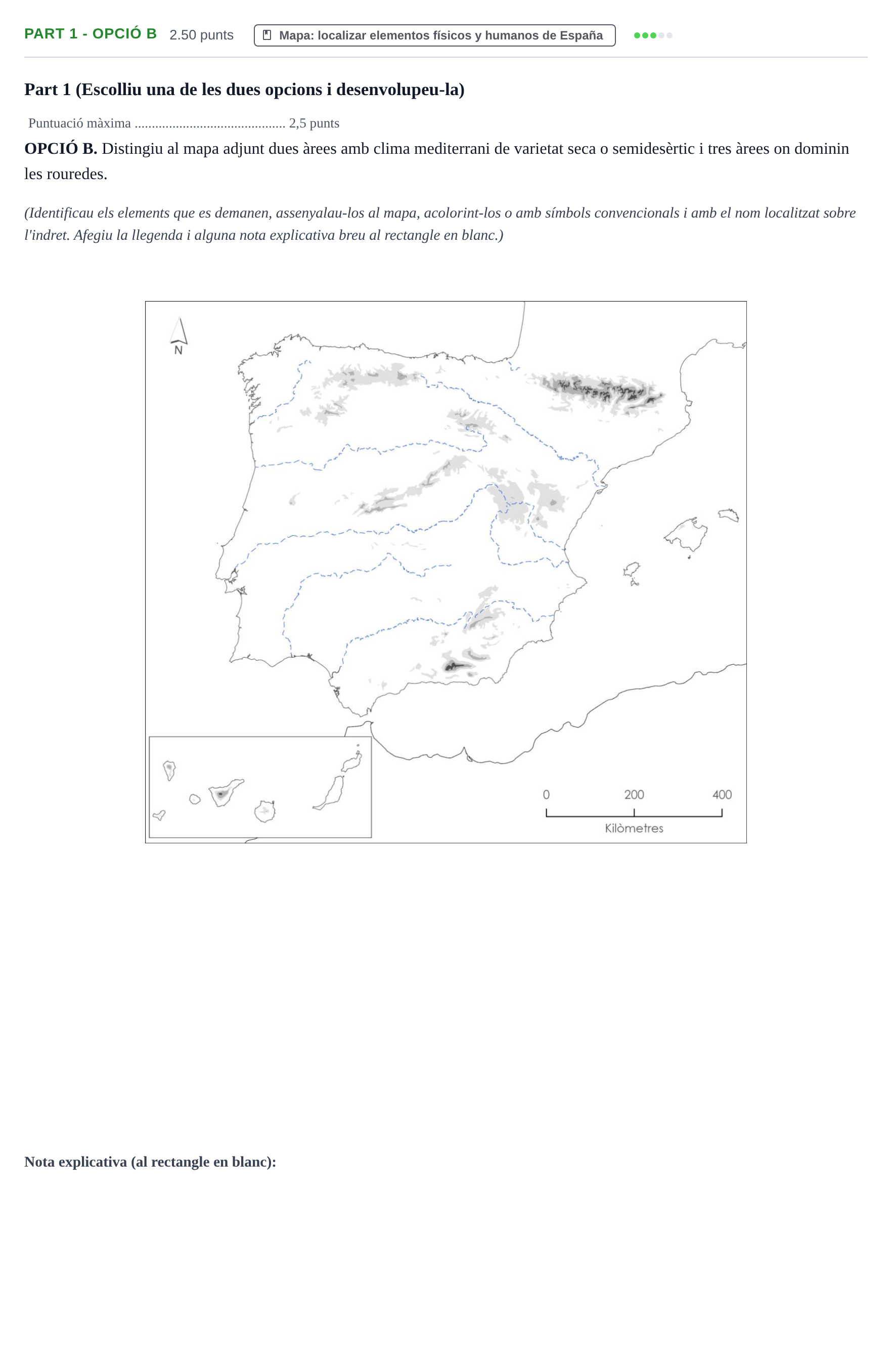 Enunciado: Part 1 - Opció B · Geografía PAU Baleares Ordinaria 2026