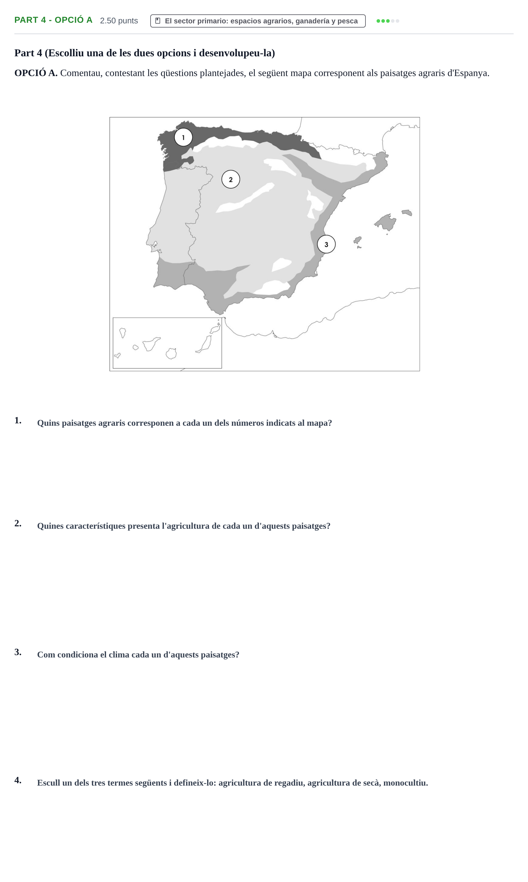 Enunciado: Part 4 - Opció A · Geografía PAU Baleares Ordinaria 2026