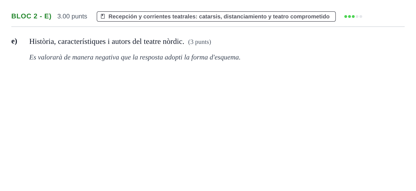 Enunciado: Ejercicio Bloc 2 - e) · Literatura Dramática PAU Baleares Extraordinaria 2026