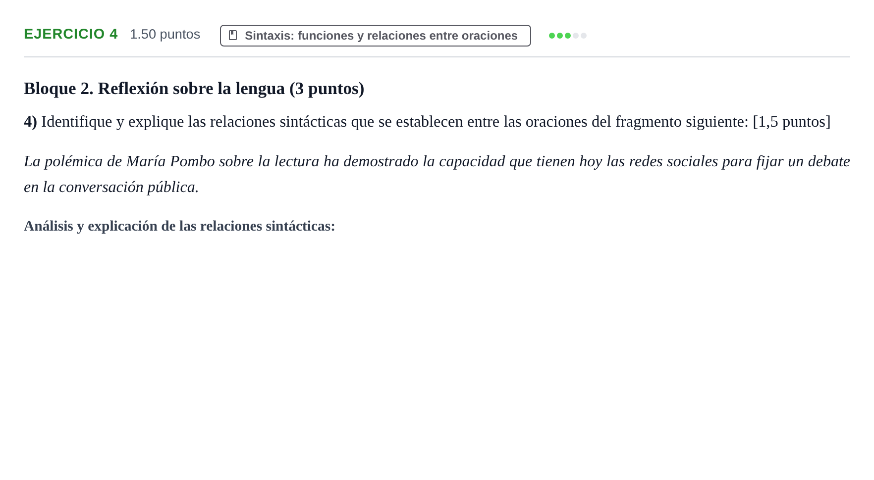 Enunciado: Problema 4 · Lengua Castellana y Literatura II PAU Baleares Ordinaria 2026