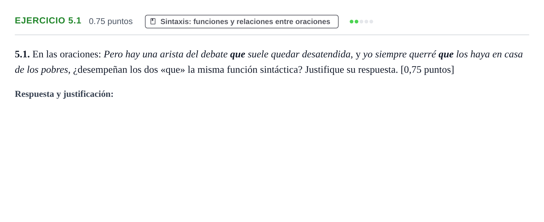 Enunciado: Ejercicio 5.1 · Lengua Castellana y Literatura II PAU Baleares Ordinaria 2026