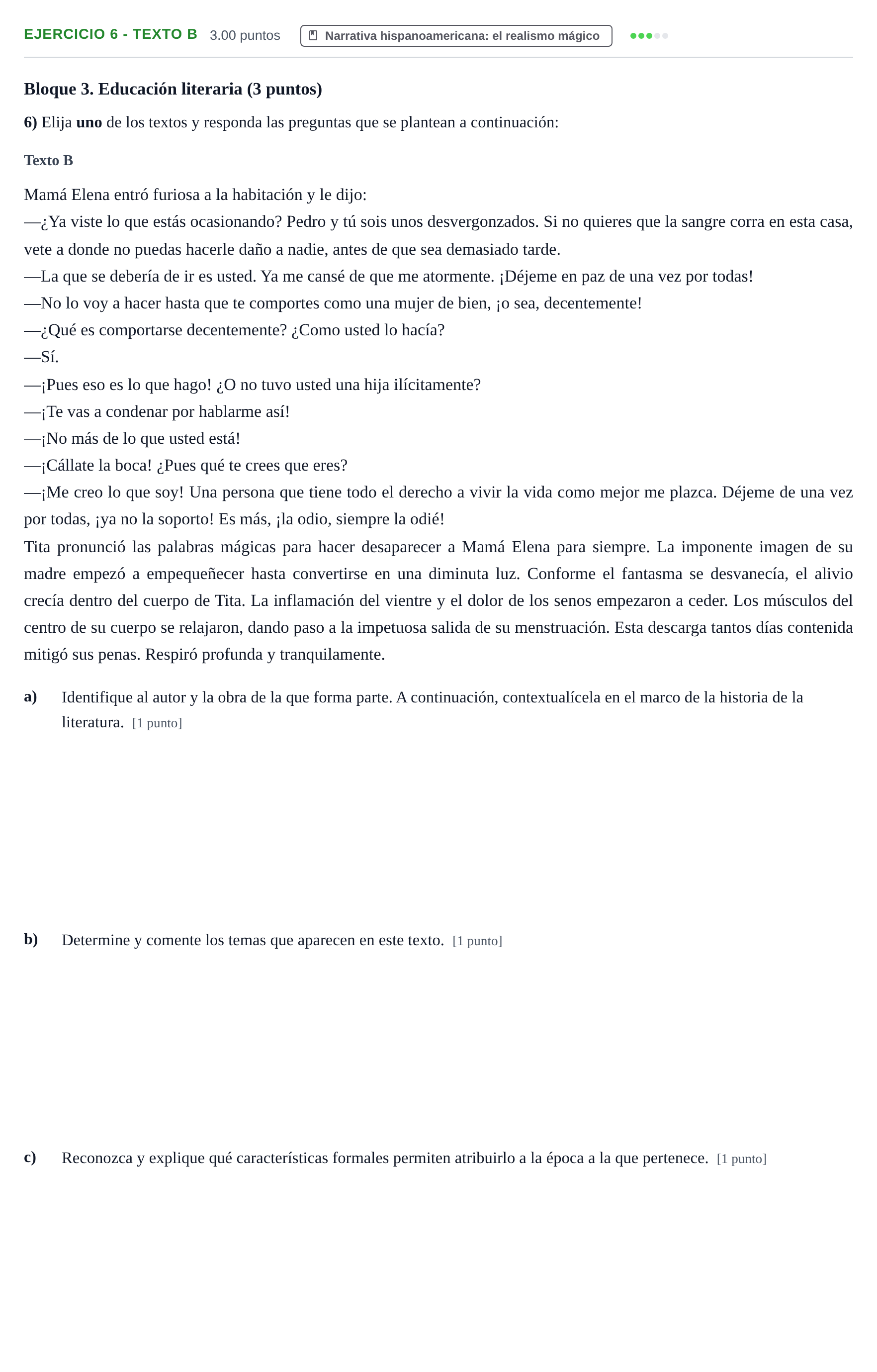Enunciado: Ejercicio 6 - Texto B · Lengua Castellana y Literatura II PAU Baleares Ordinaria 2026