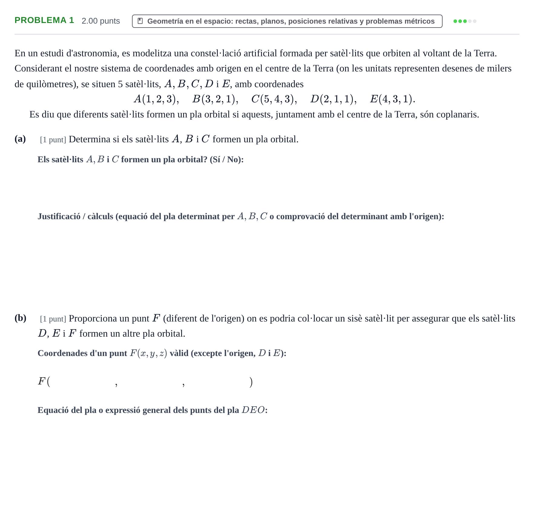 Enunciado: Problema 1 · Matemáticas II PAU Baleares Extraordinaria 2026