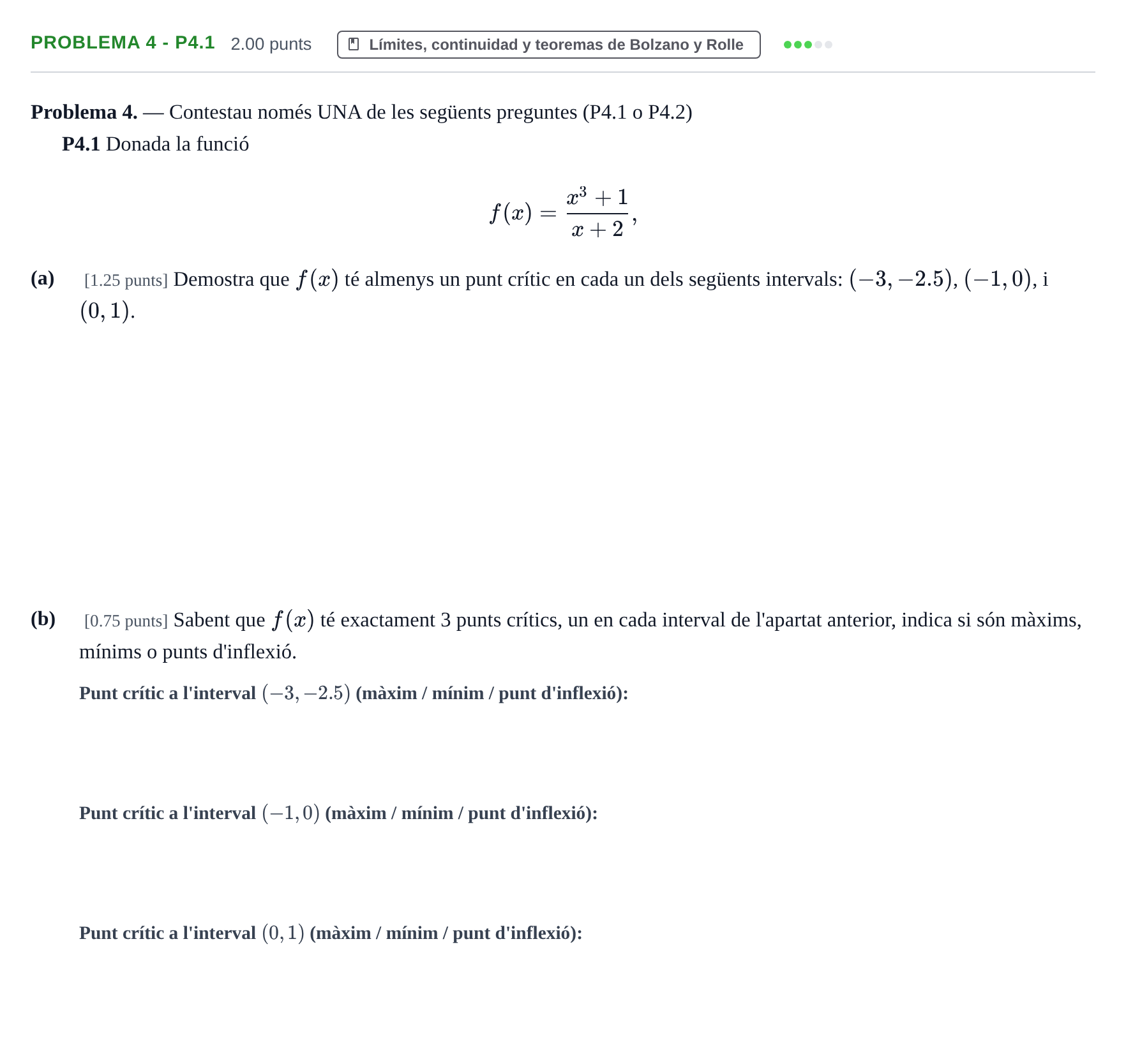 Enunciado: Problema 4 - P4.1 · Matemáticas II PAU Baleares Extraordinaria 2026