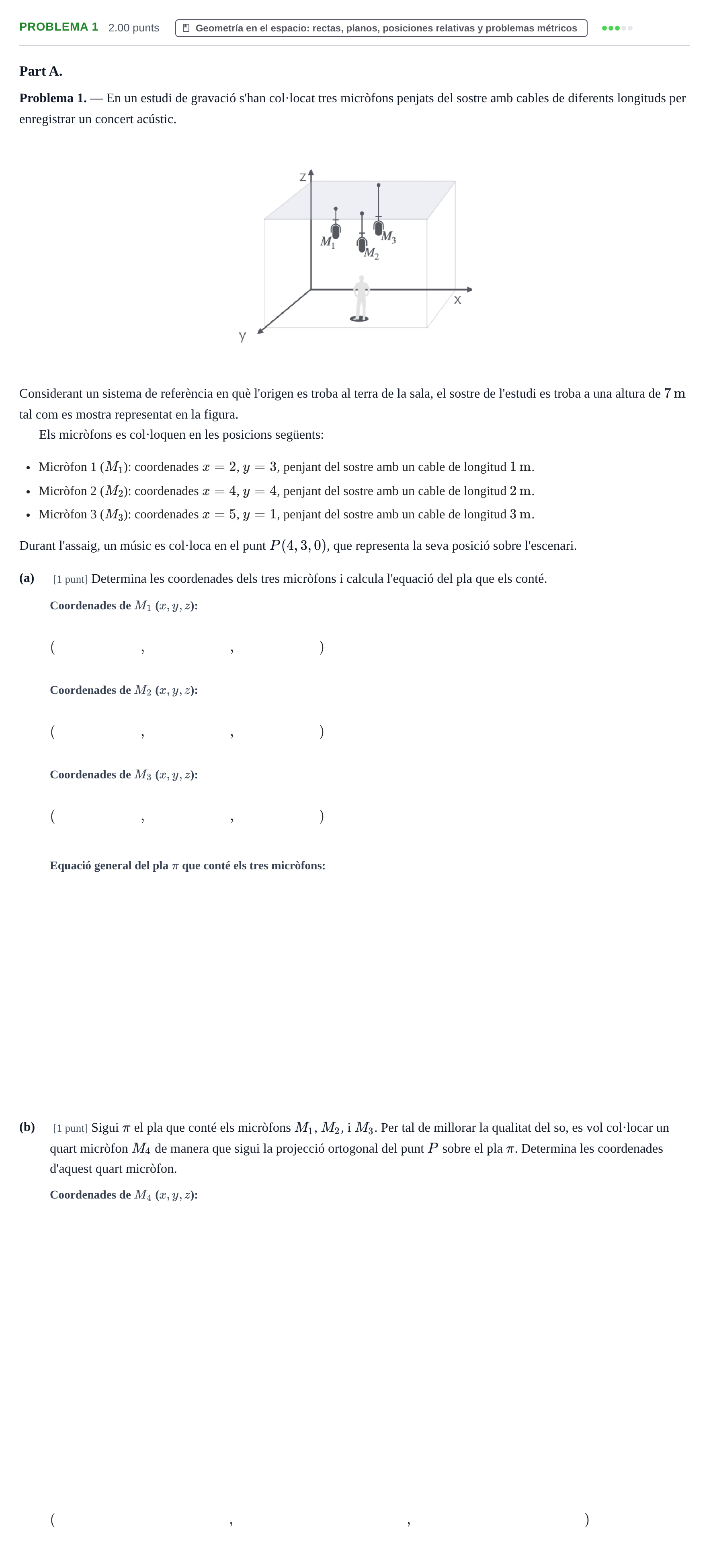 Enunciado: Problema 1 · Matemáticas II PAU Baleares Ordinaria 2026