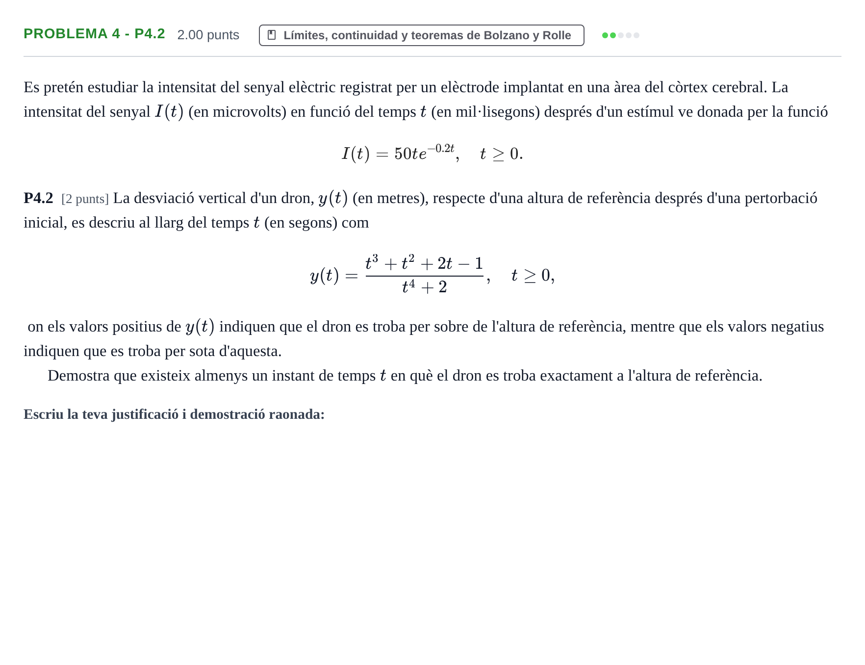 Enunciado: Problema 4 - P4.2 · Matemáticas II PAU Baleares Ordinaria 2026