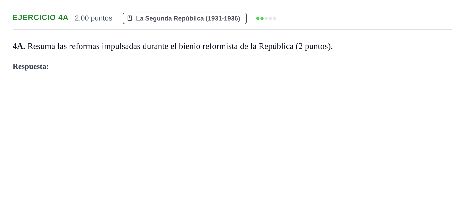 Enunciado: Ejercicio 4A · Historia de España PAU Asturias Ordinaria 2021