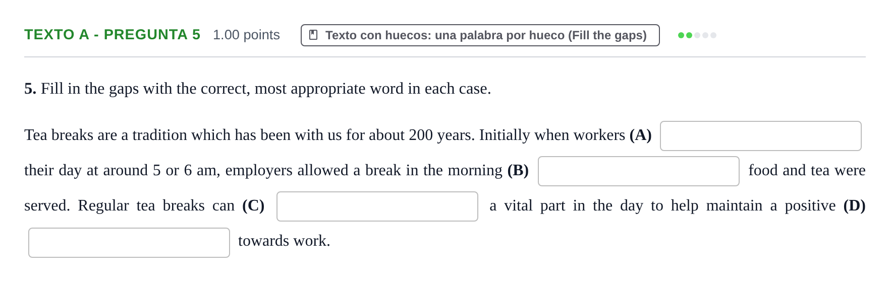 Enunciado: Ejercicio Texto A - Pregunta 5 · Inglés PAU Asturias Ordinaria 2021