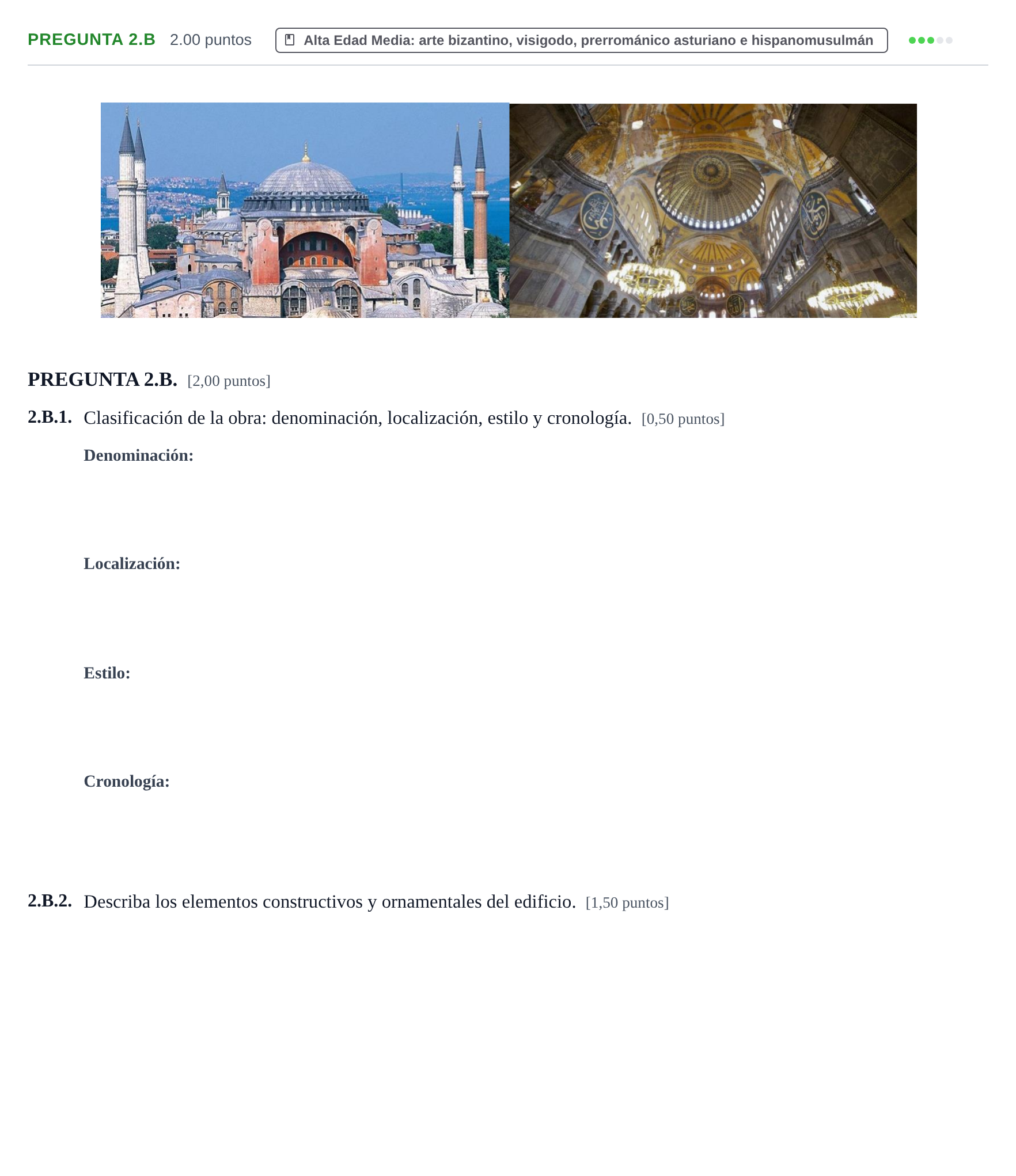 Enunciado: Pregunta 2.B · Historia del Arte PAU Asturias Extraordinaria 2021