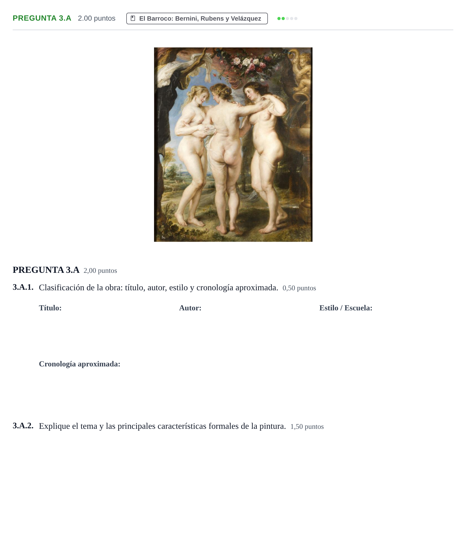 Enunciado: Pregunta 3.A · Historia del Arte PAU Asturias Extraordinaria 2021