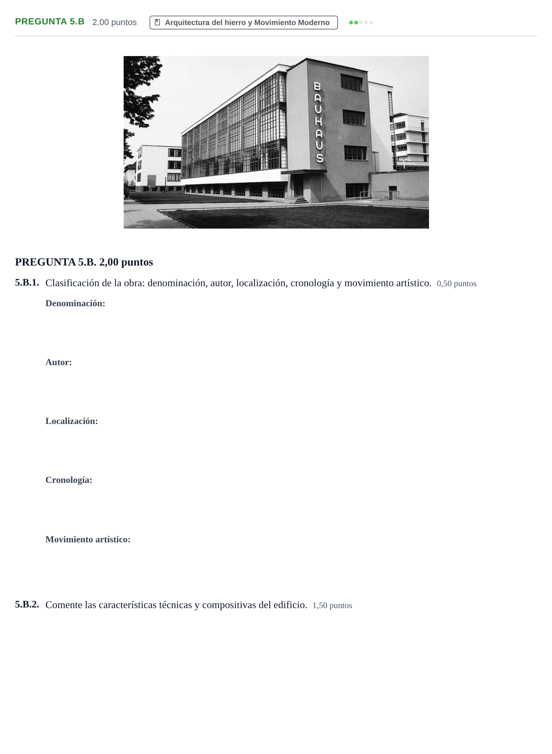 Enunciado: Pregunta 5.B · Historia del Arte PAU Asturias Extraordinaria 2021