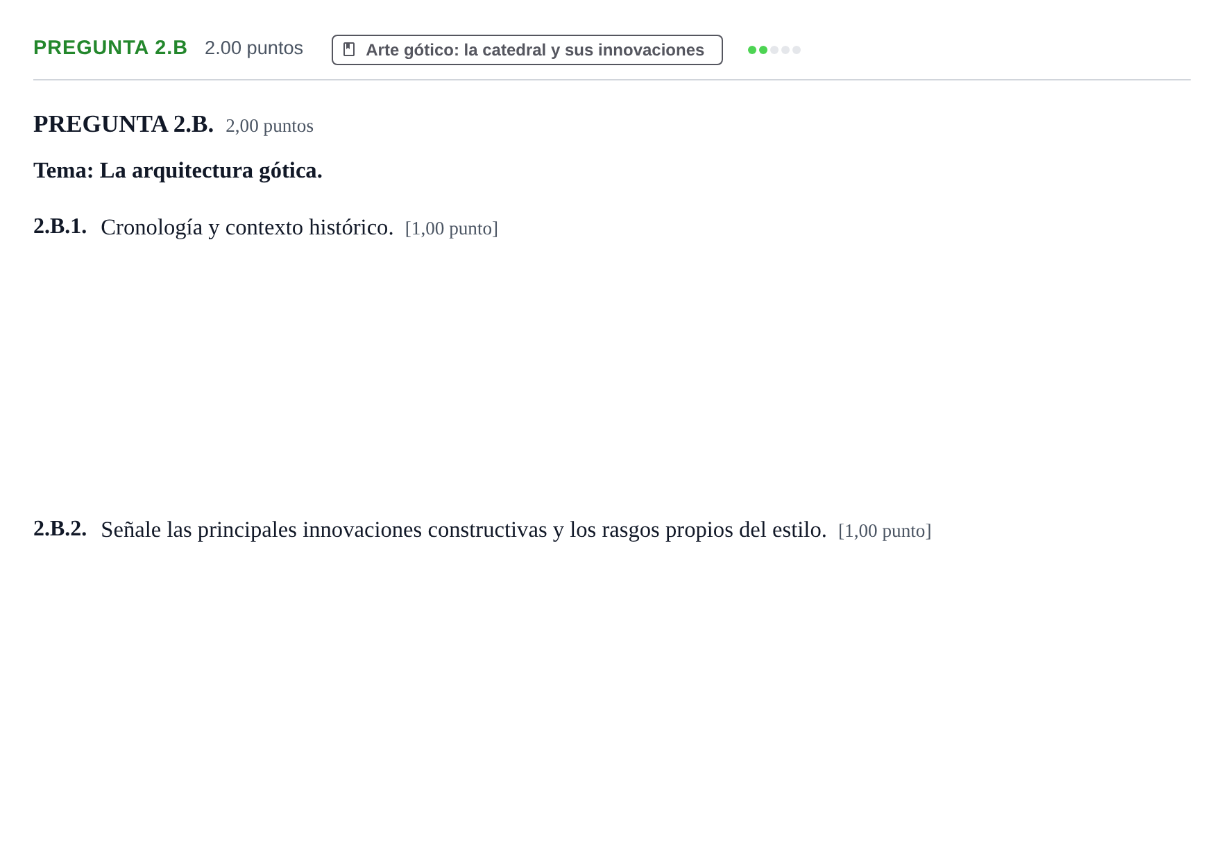 Enunciado: Pregunta 2.B · Historia del Arte PAU Asturias Ordinaria 2021