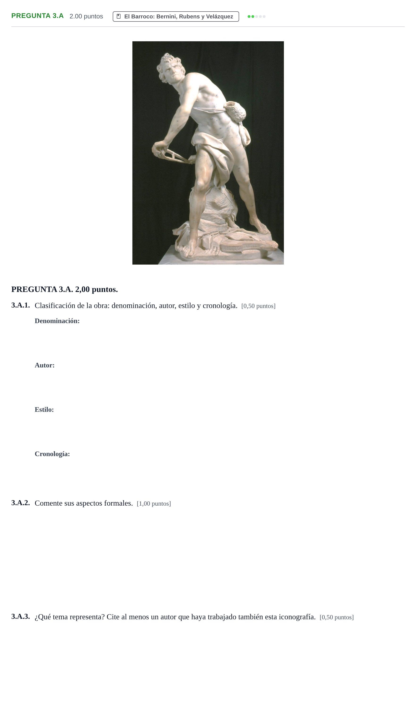 Enunciado: Pregunta 3.A · Historia del Arte PAU Asturias Ordinaria 2021