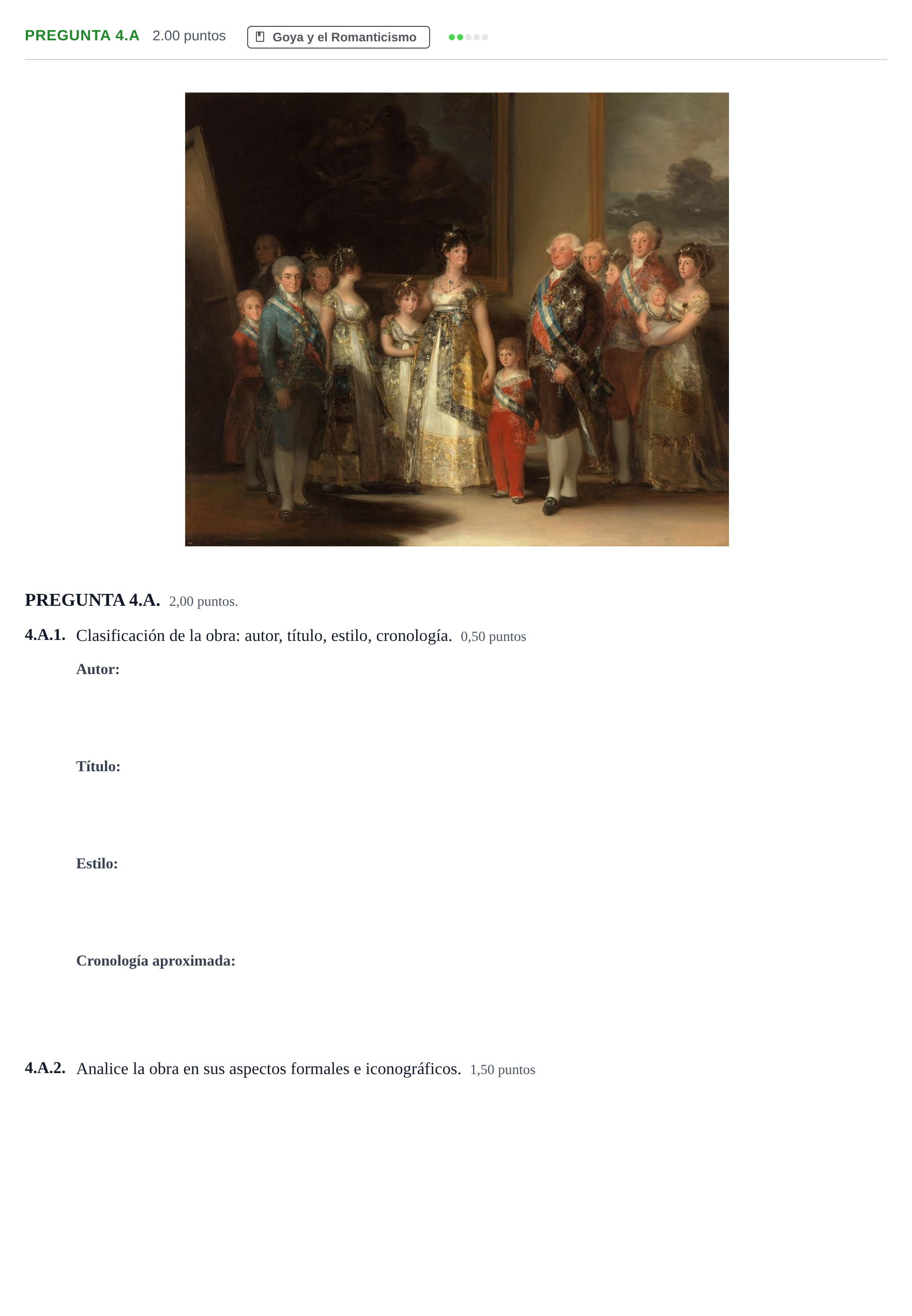 Enunciado: Pregunta 4.A · Historia del Arte PAU Asturias Ordinaria 2021