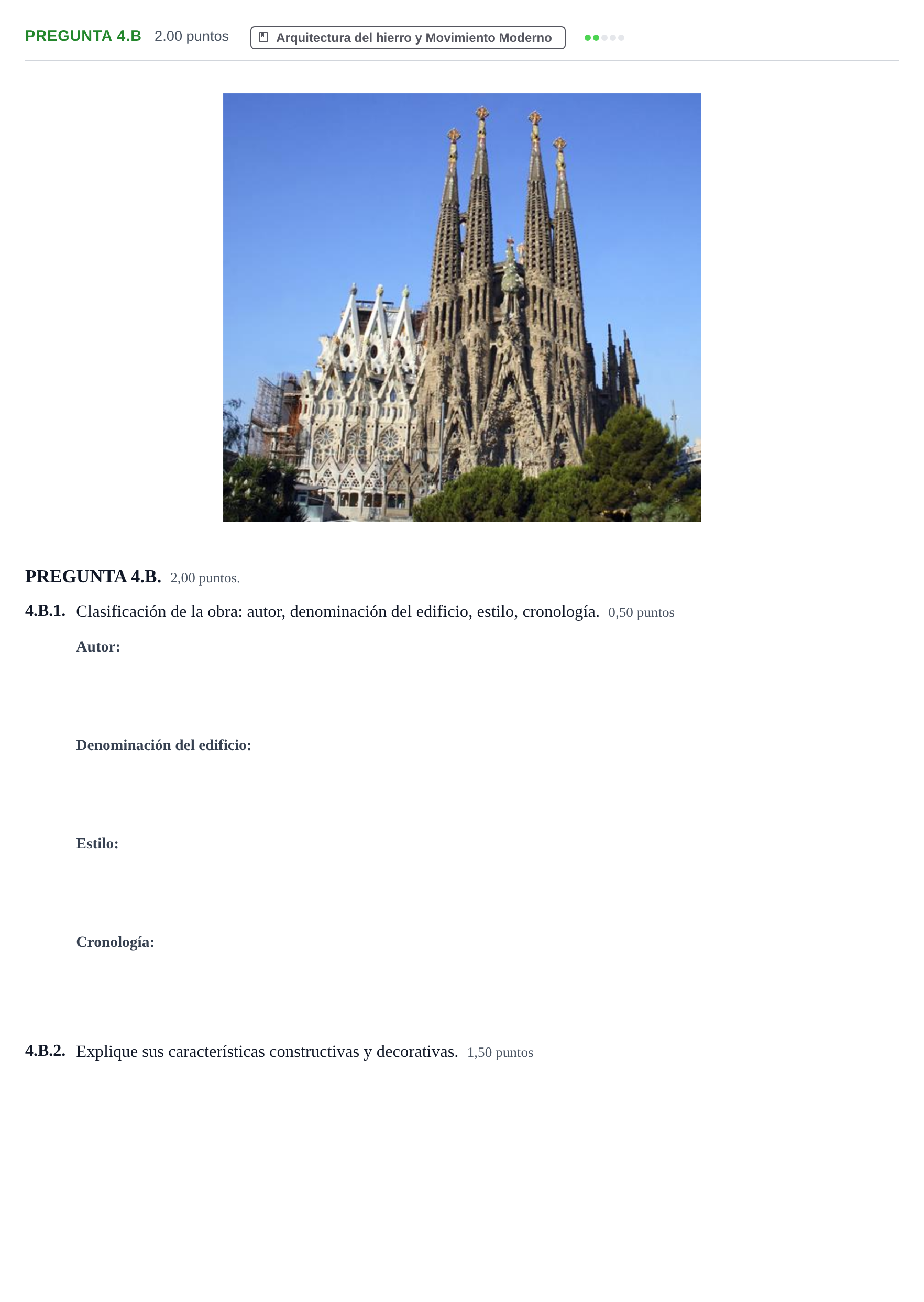 Enunciado: Pregunta 4.B · Historia del Arte PAU Asturias Ordinaria 2021