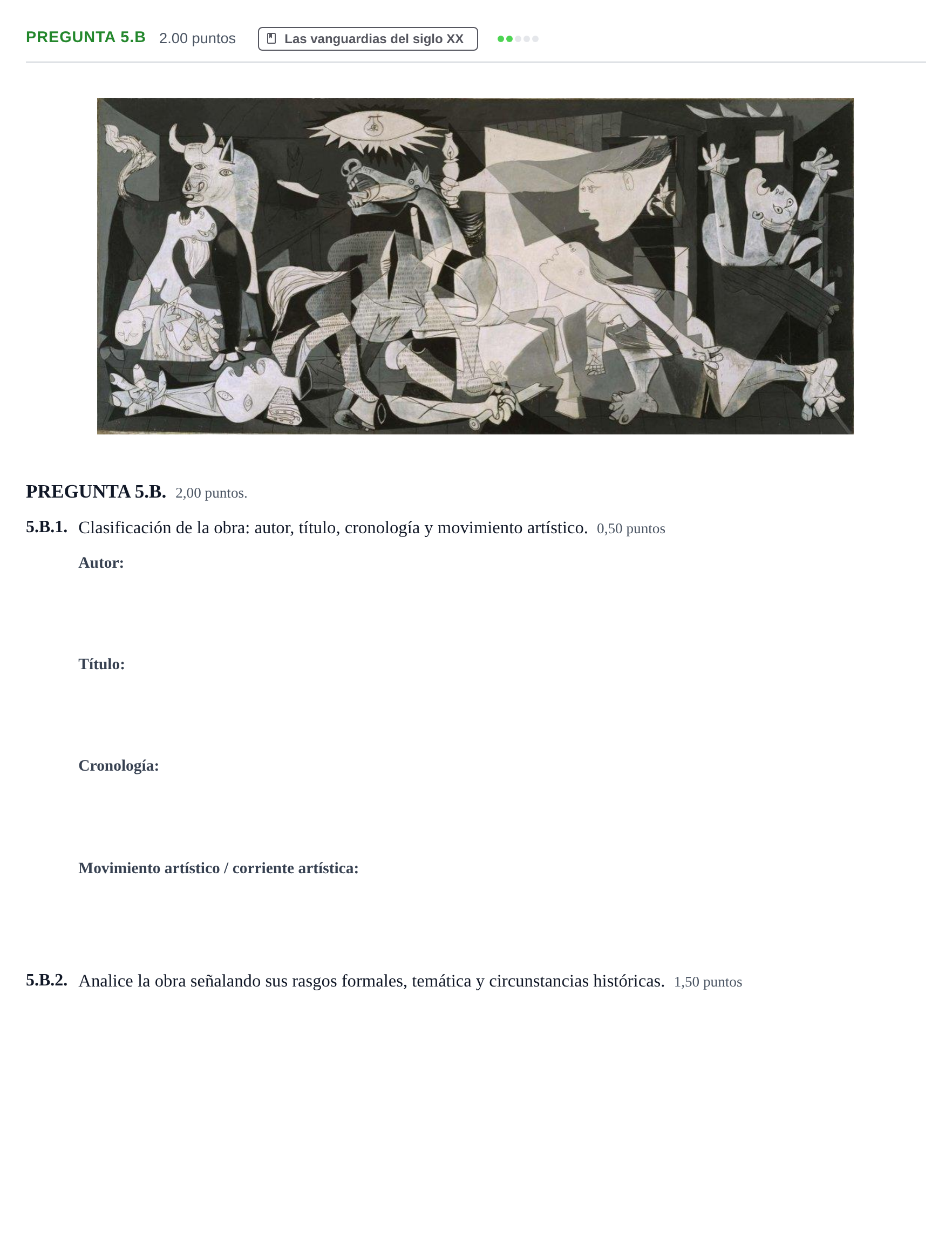 Enunciado: Pregunta 5.B · Historia del Arte PAU Asturias Ordinaria 2021