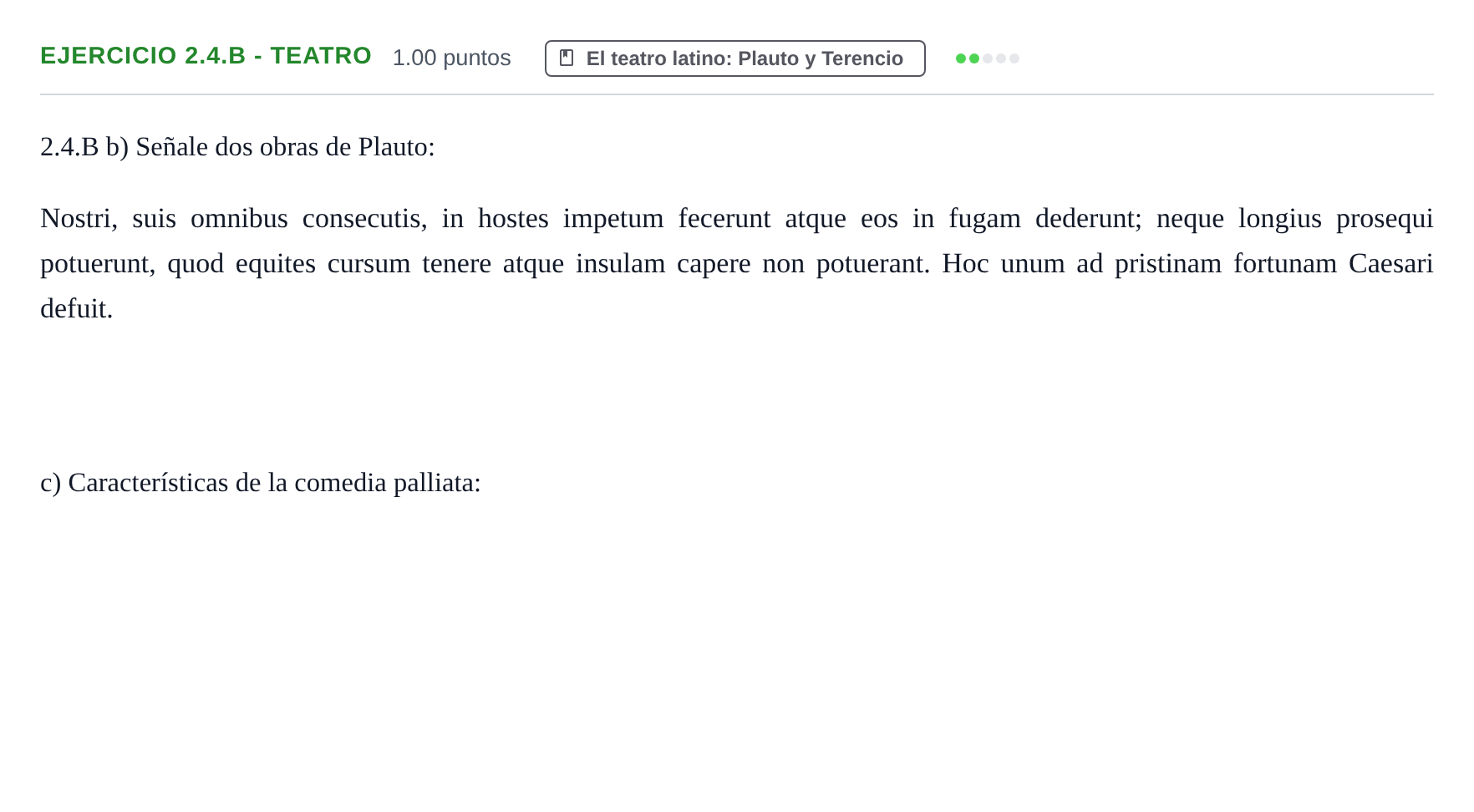 Enunciado: Ejercicio 2.4.B - Teatro · Latín II PAU Asturias Extraordinaria 2021