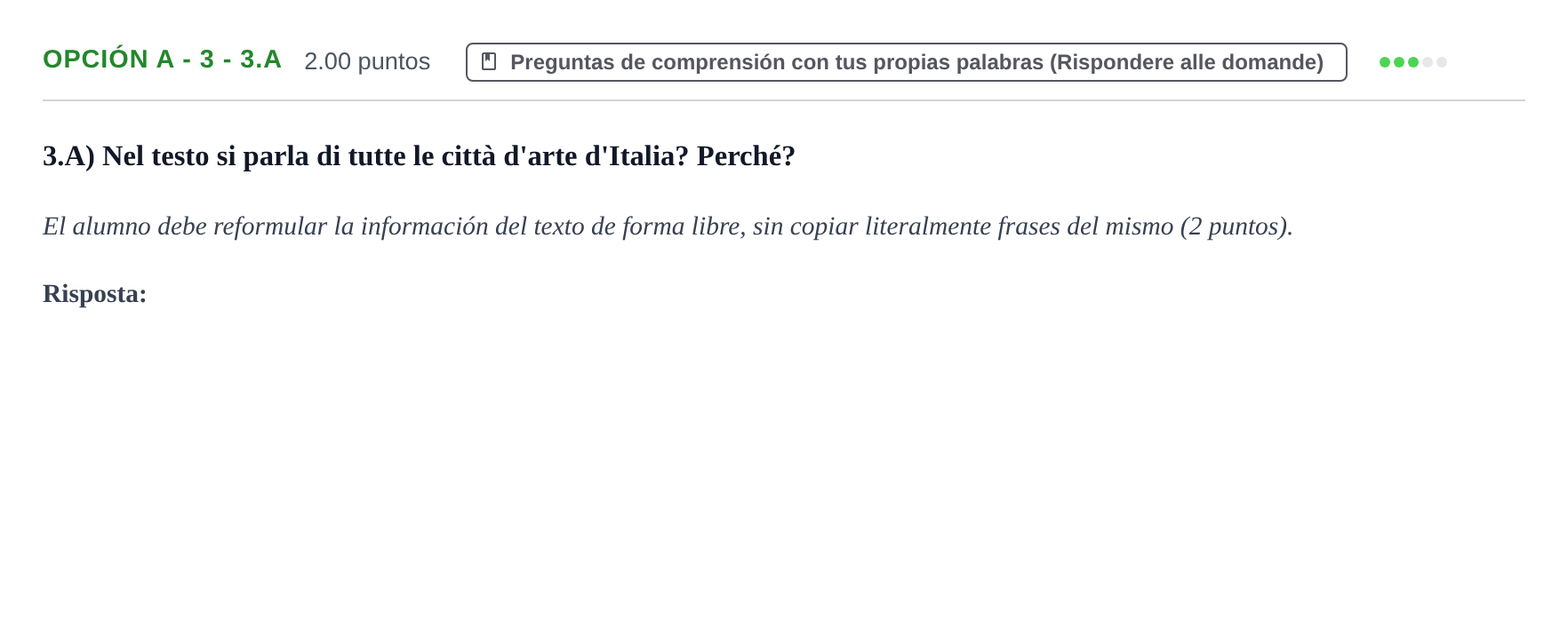 Enunciado: Opción A - 3 - 3.A · Italiano PAU Asturias Ordinaria (2ª lengua extranjera) 2021