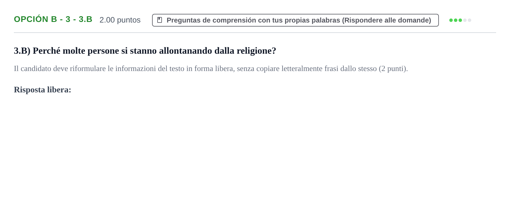 Enunciado: Opción B - 3 - 3.B · Italiano PAU Asturias Ordinaria (2ª lengua extranjera) 2021
