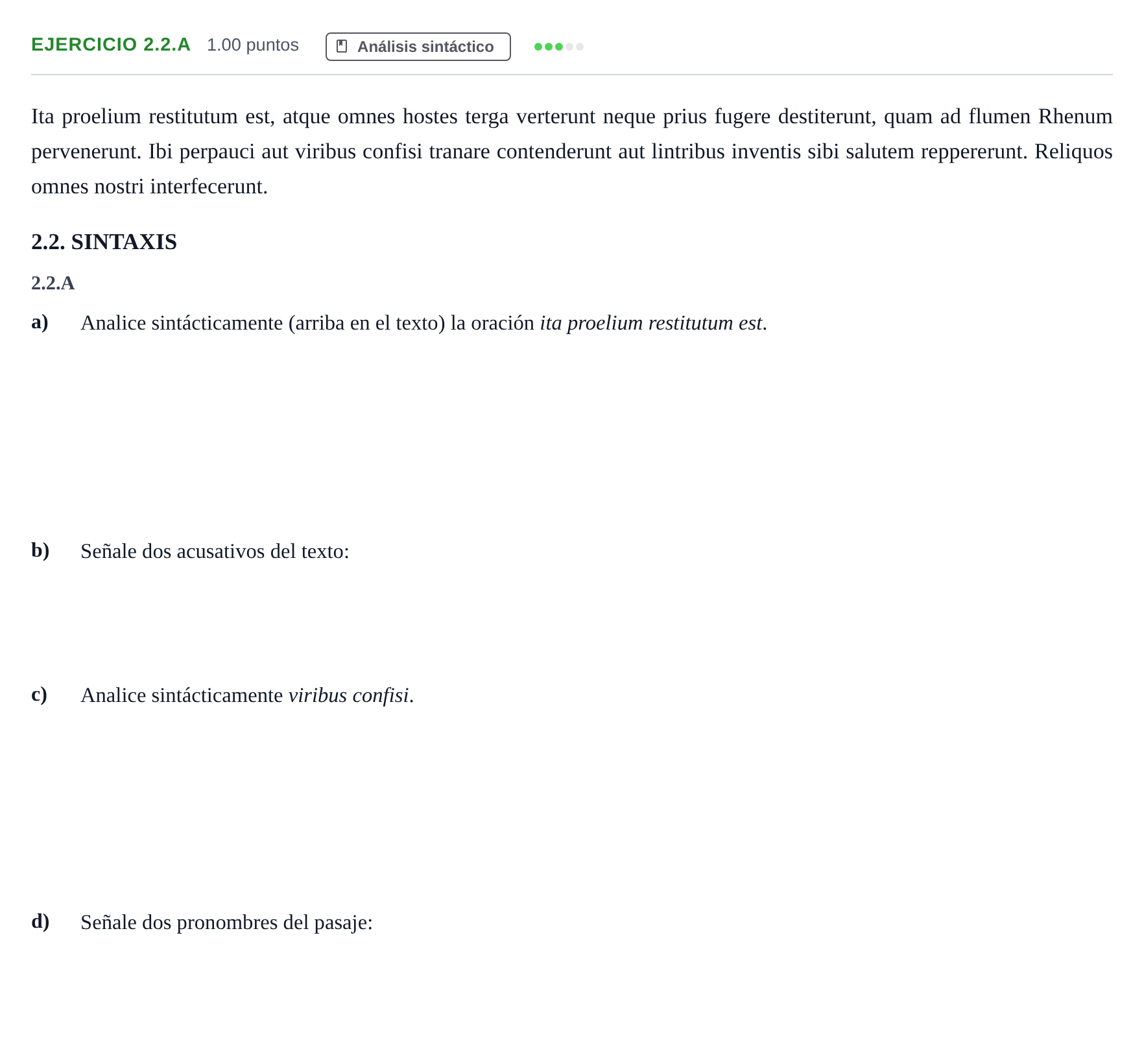 Enunciado: Ejercicio 2.2.A · Latín II PAU Asturias Ordinaria 2021